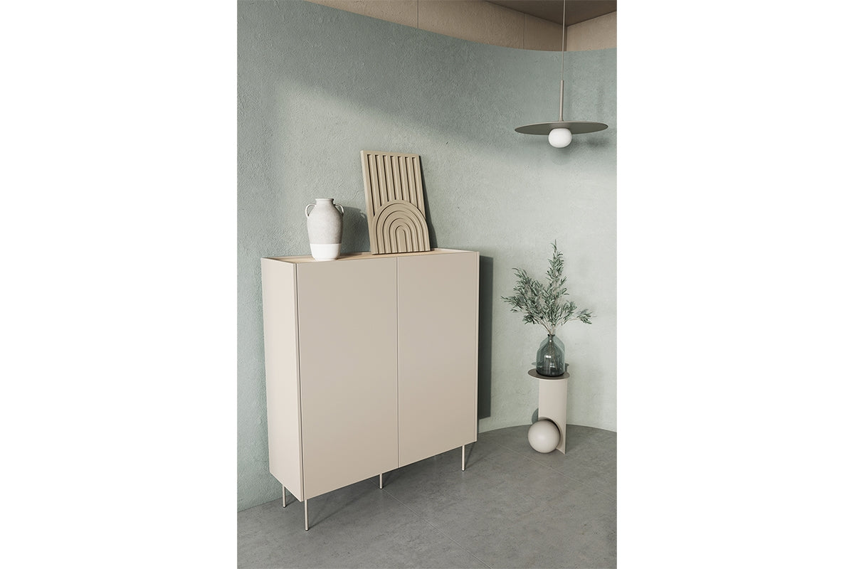 Kommode Desin 120cm, 2 Türen und 2 Schubladen, Material: MDF