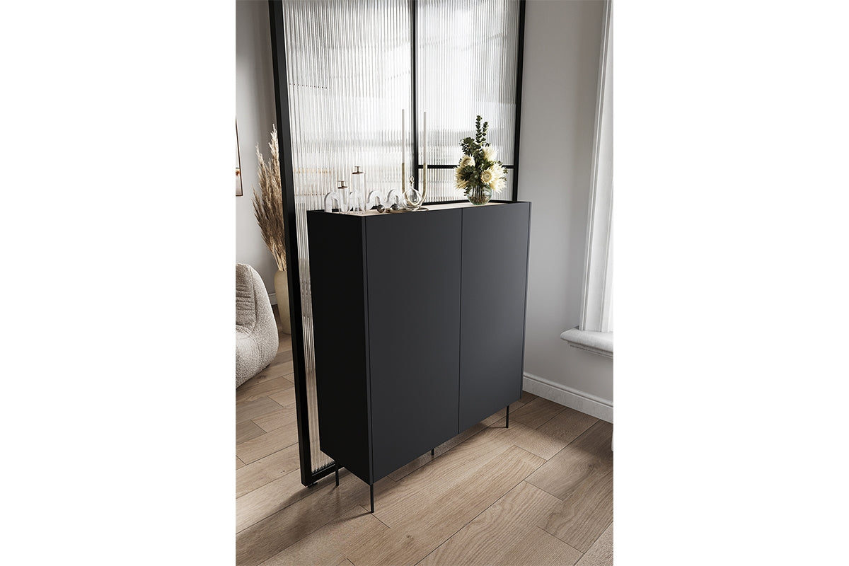 Kommode Desin 120cm, 2 Türen und 2 Schubladen, Material: MDF