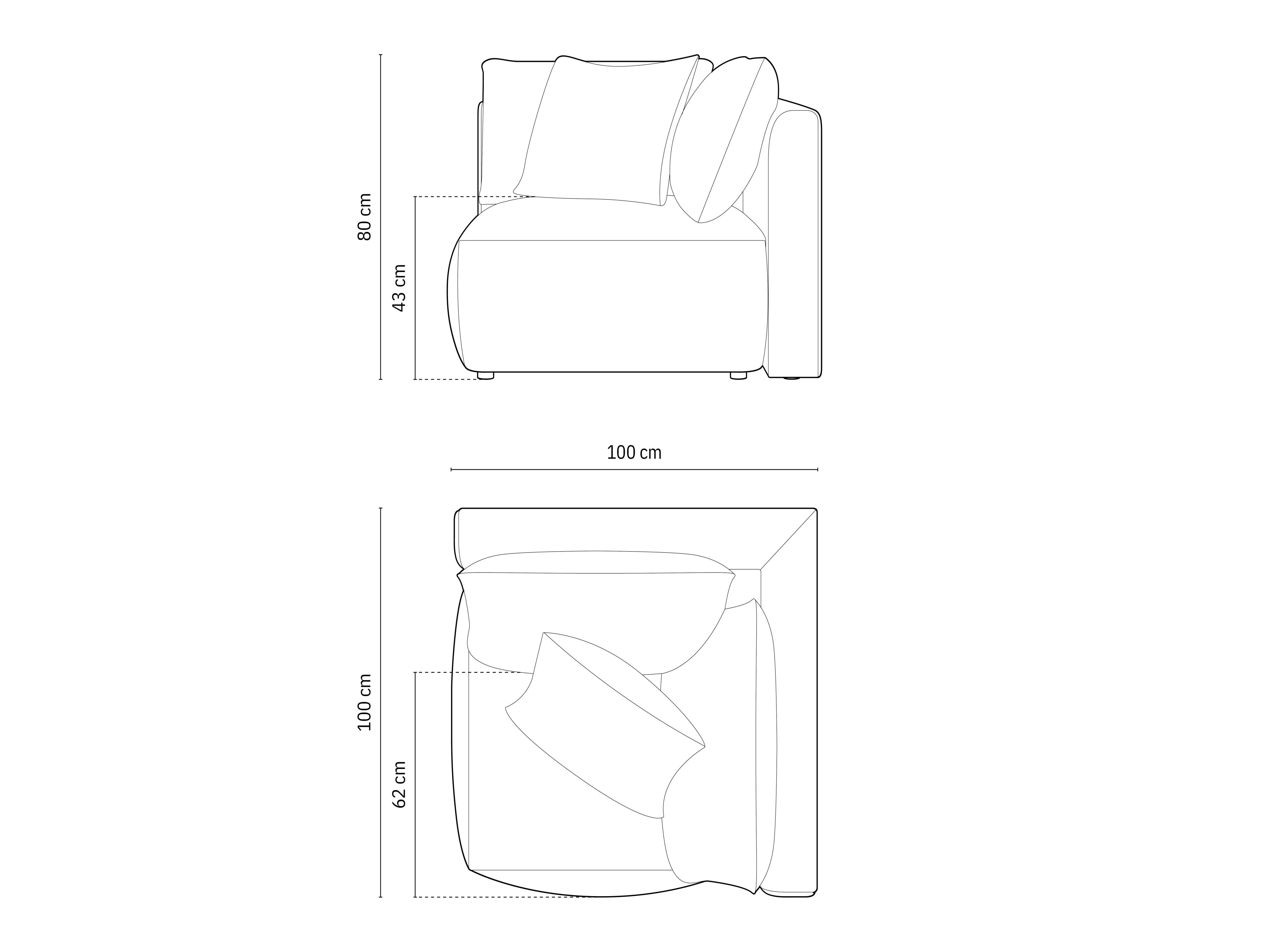 Modul Chris 100x100cm, Material: Samt