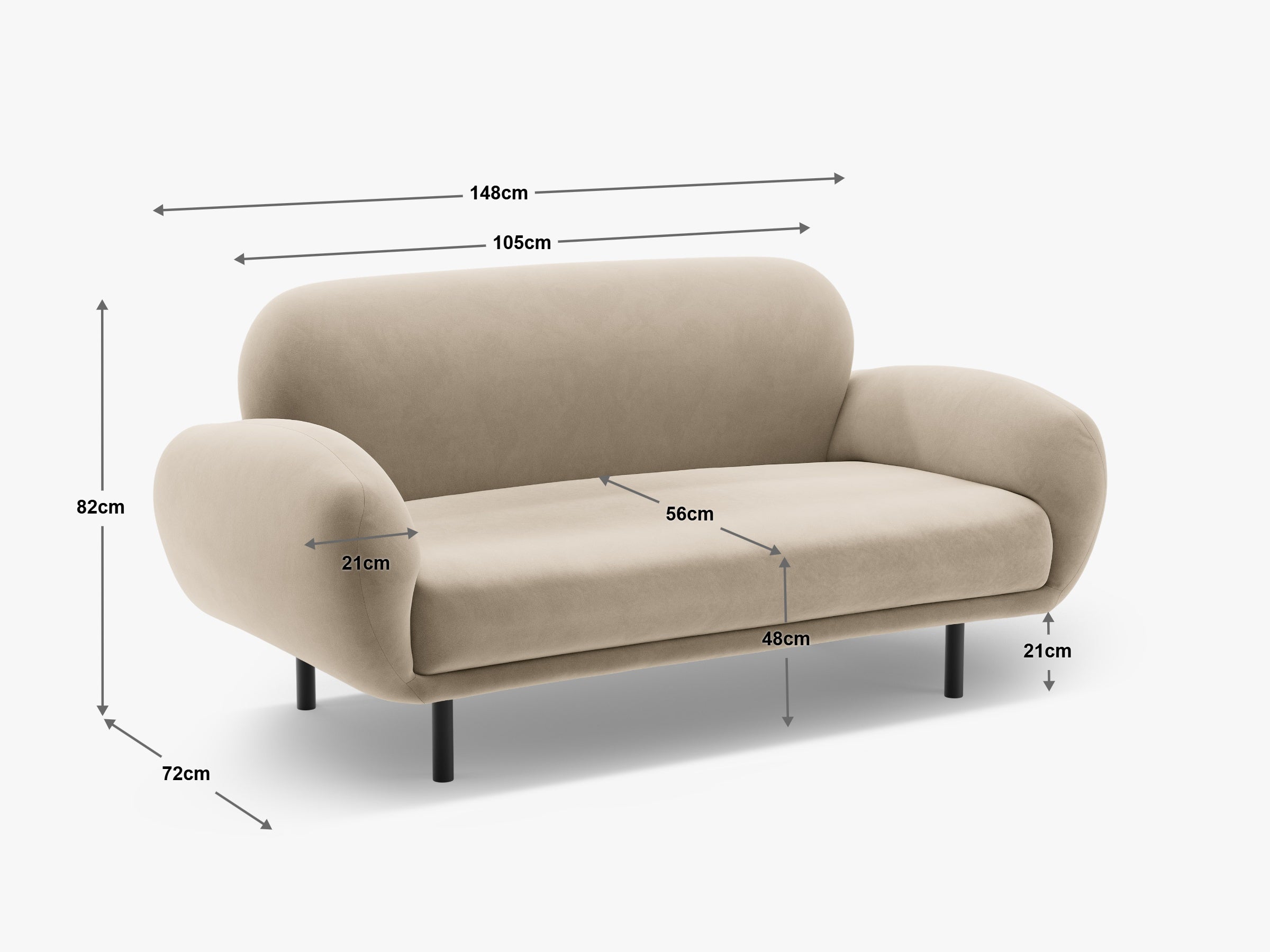 Sofa Poppy, 148x72cm, Material: Bouclé