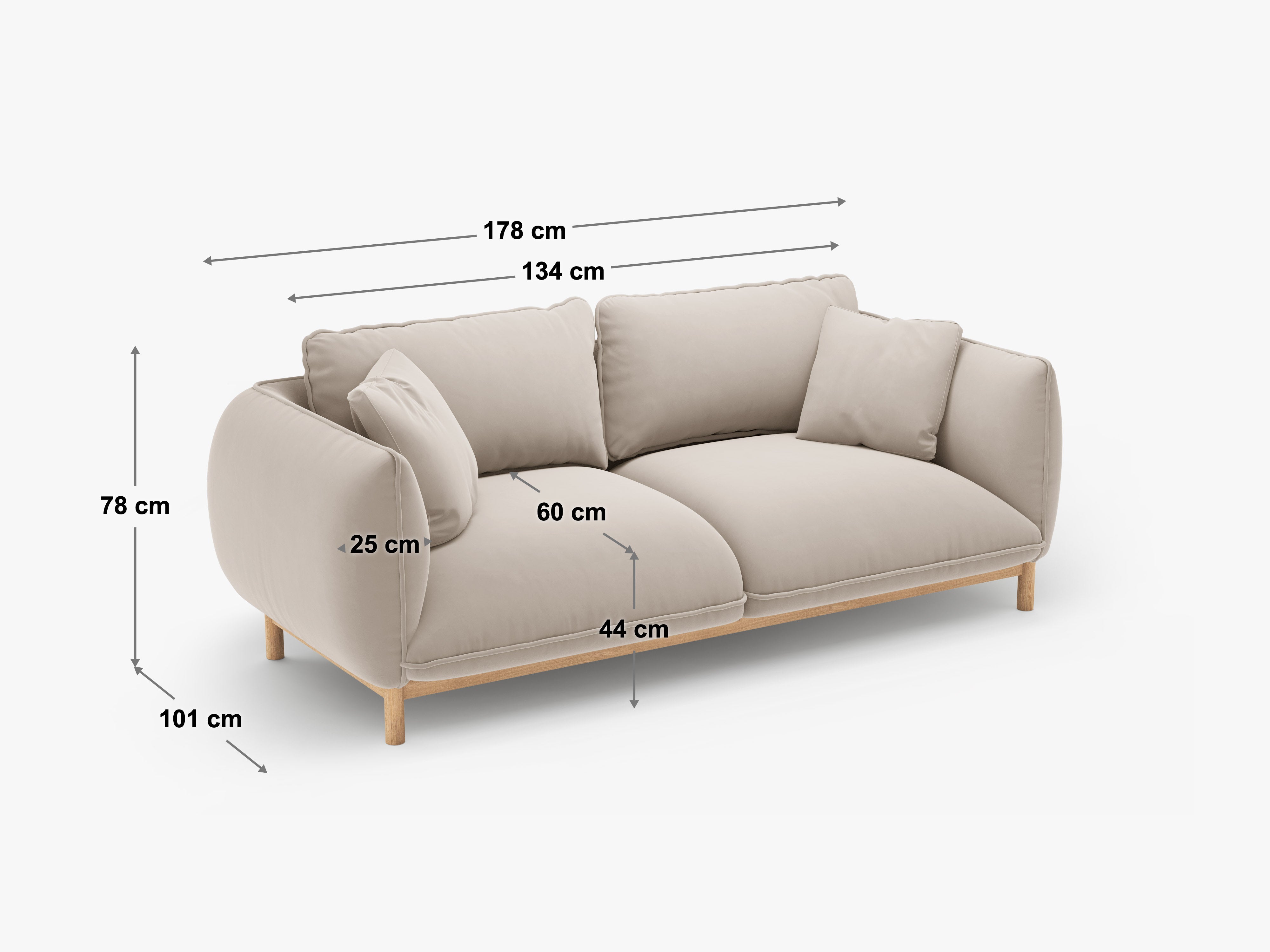 Sofa Ada, 2 Sitze, 178x101cm, Material: Strukturstoff