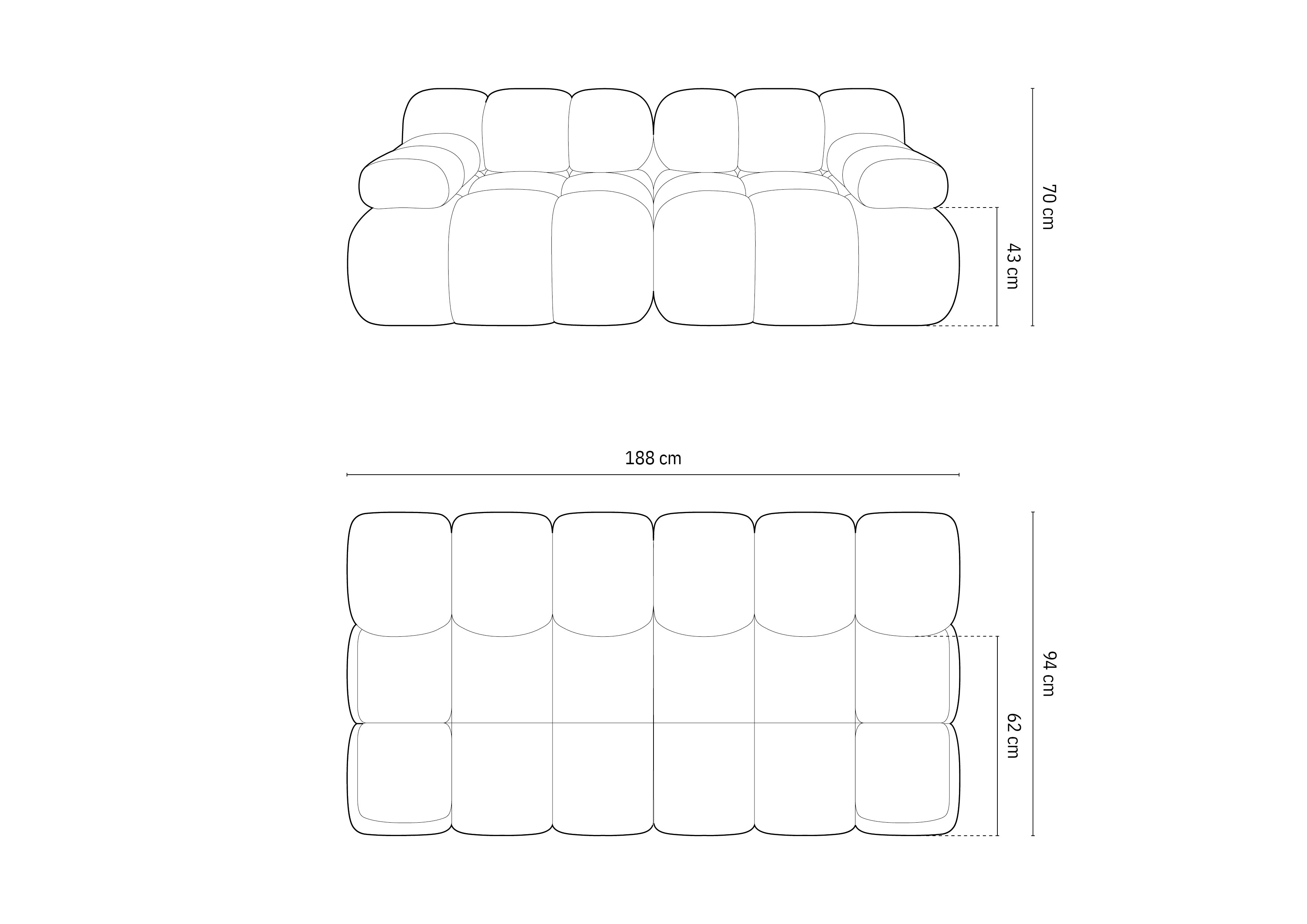 Bellis Modulares Sofa 188x94cm, Material: Bouclé