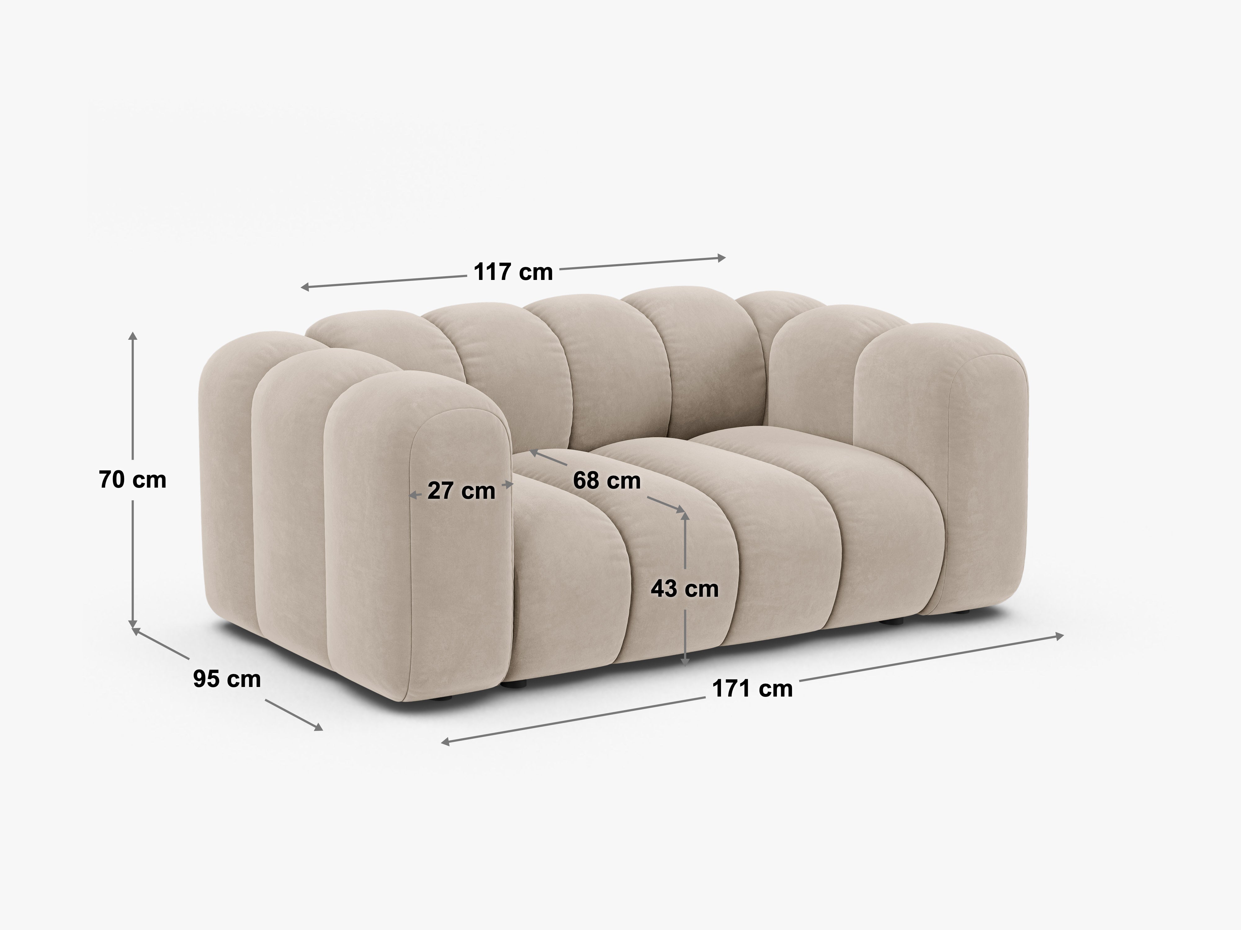 Sofa Lupine 171x95cm, Material: Chenille Eden