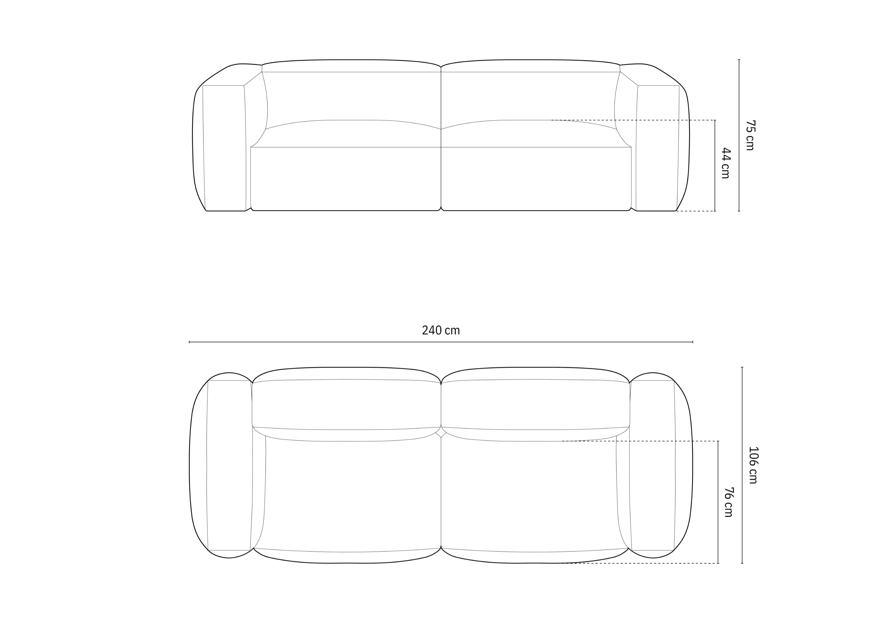 Sofa Martina, 240x106cm, Material: Samt