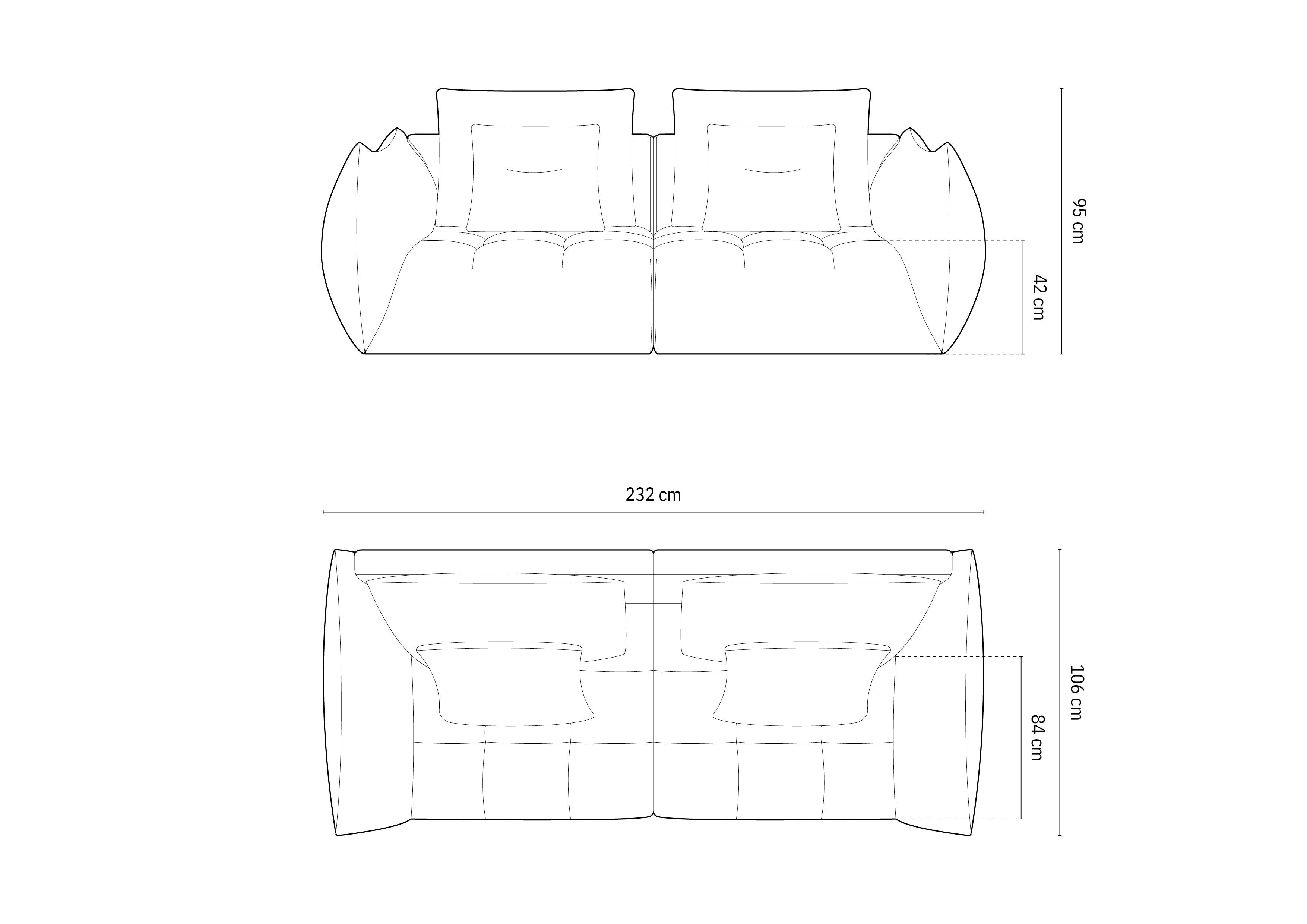 Bloom Sofa, 3 Sitze, 232x106 cm, Material: Samt
