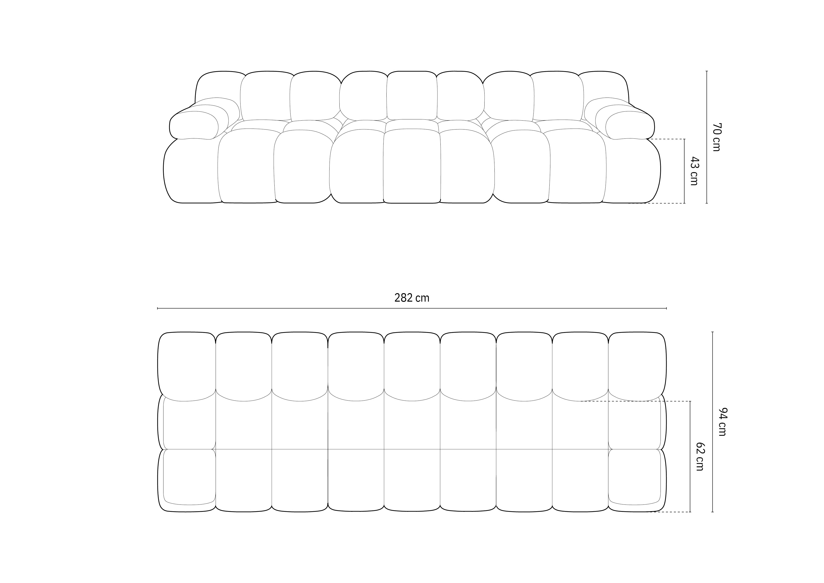 Bellis Modulares Sofa 282x94cm, Material: Bouclé