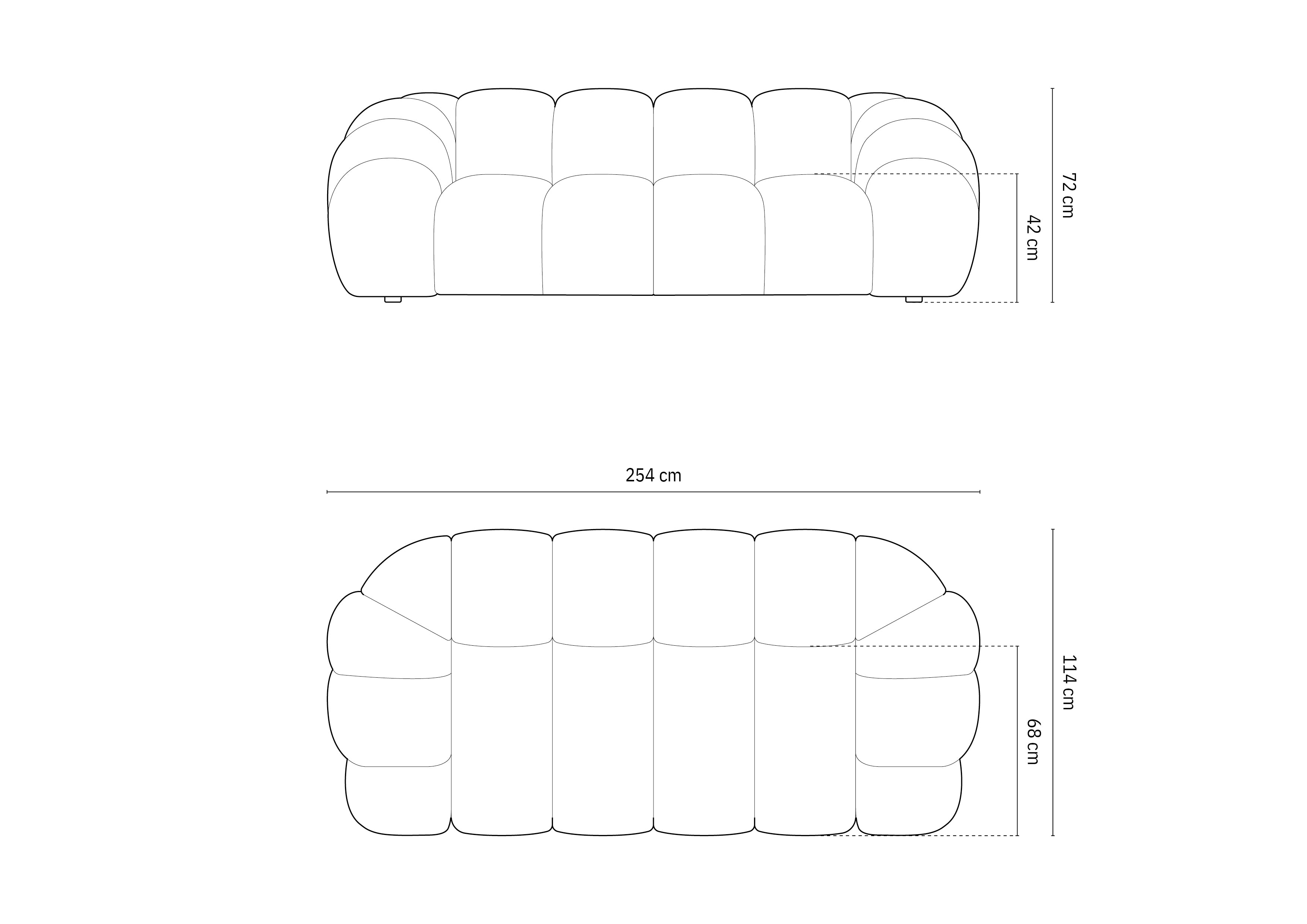 Sofa Diana 254x114cm, Material: Samt 