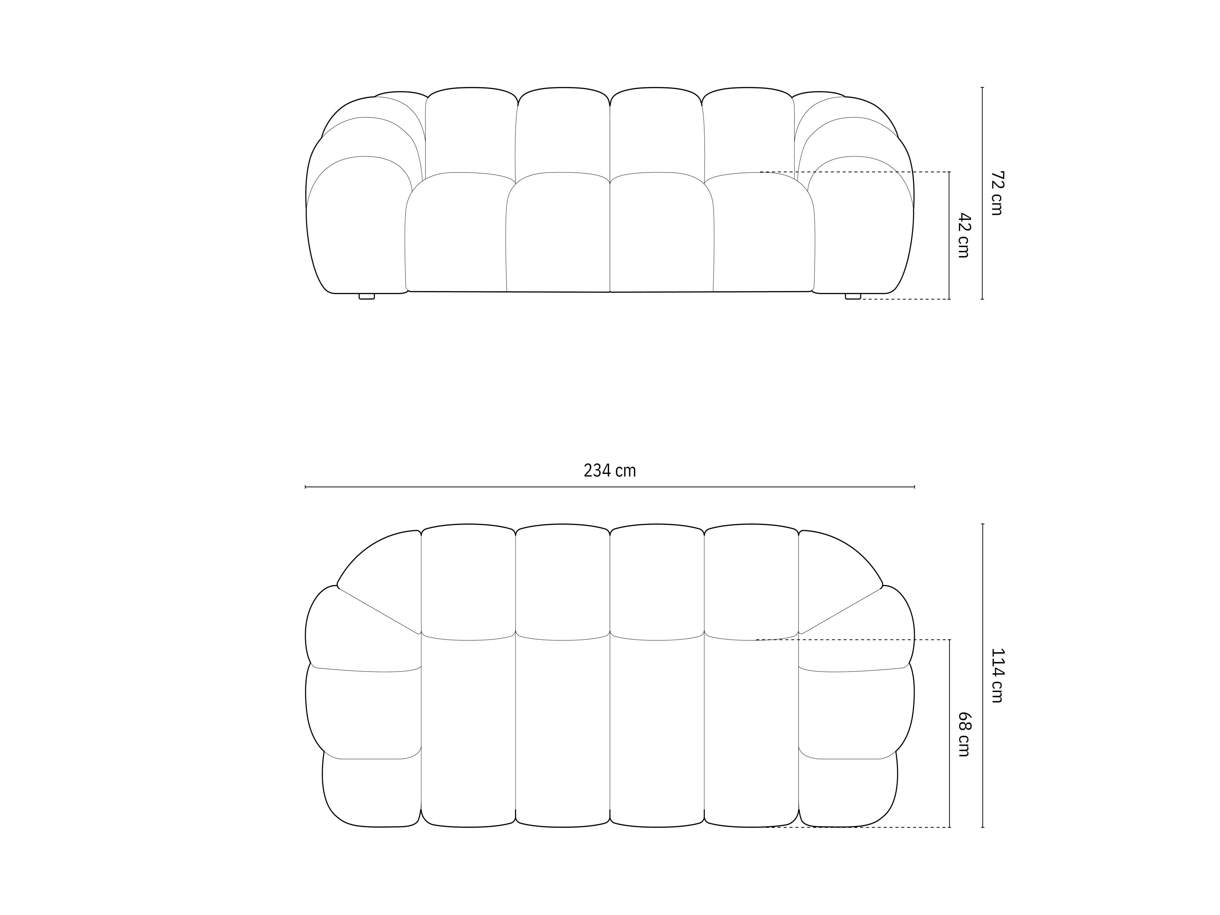 Sofa Diana 234x114cm, Material: Samt