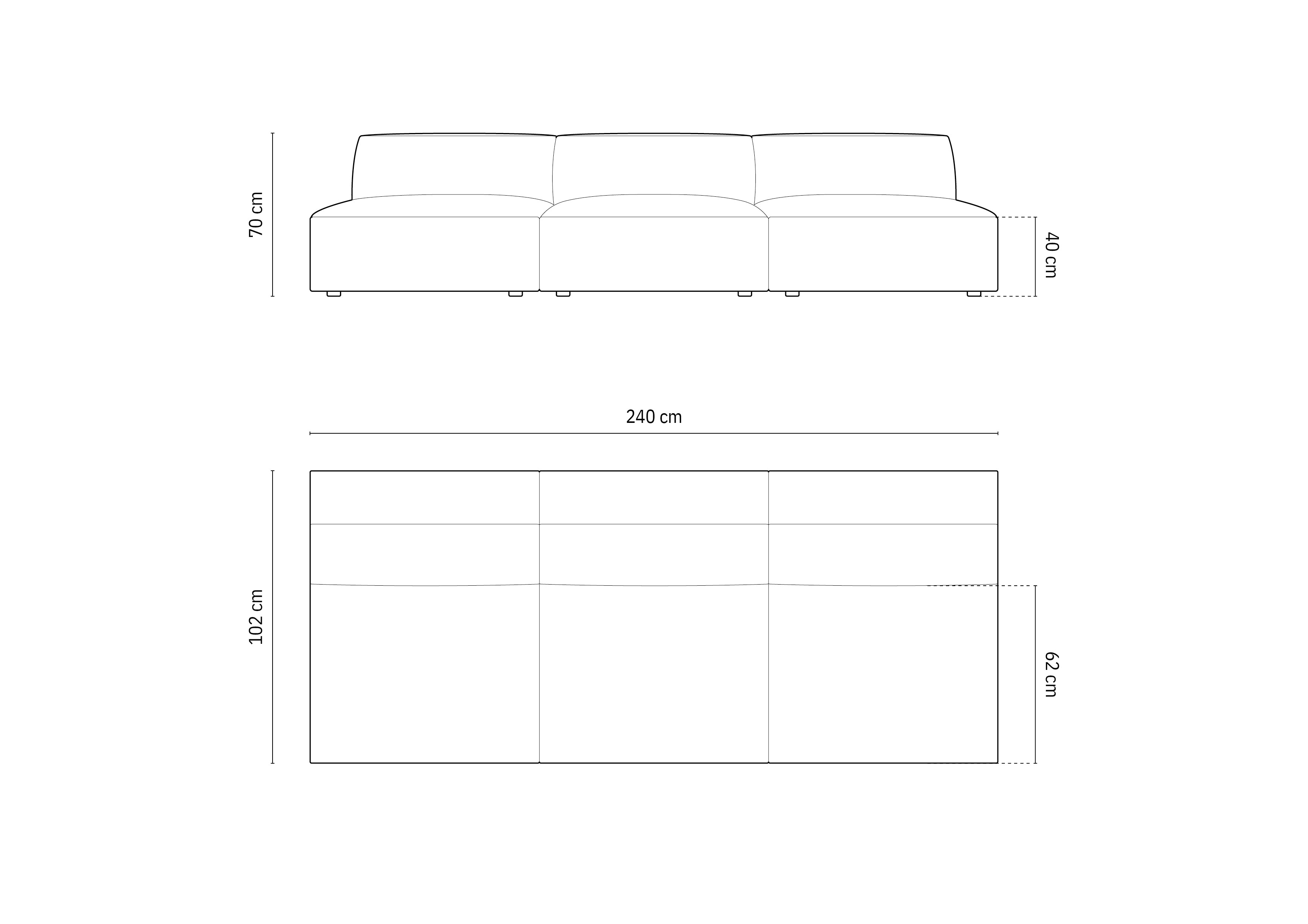 Sofa Jodie 240x102cm, Material: Samt