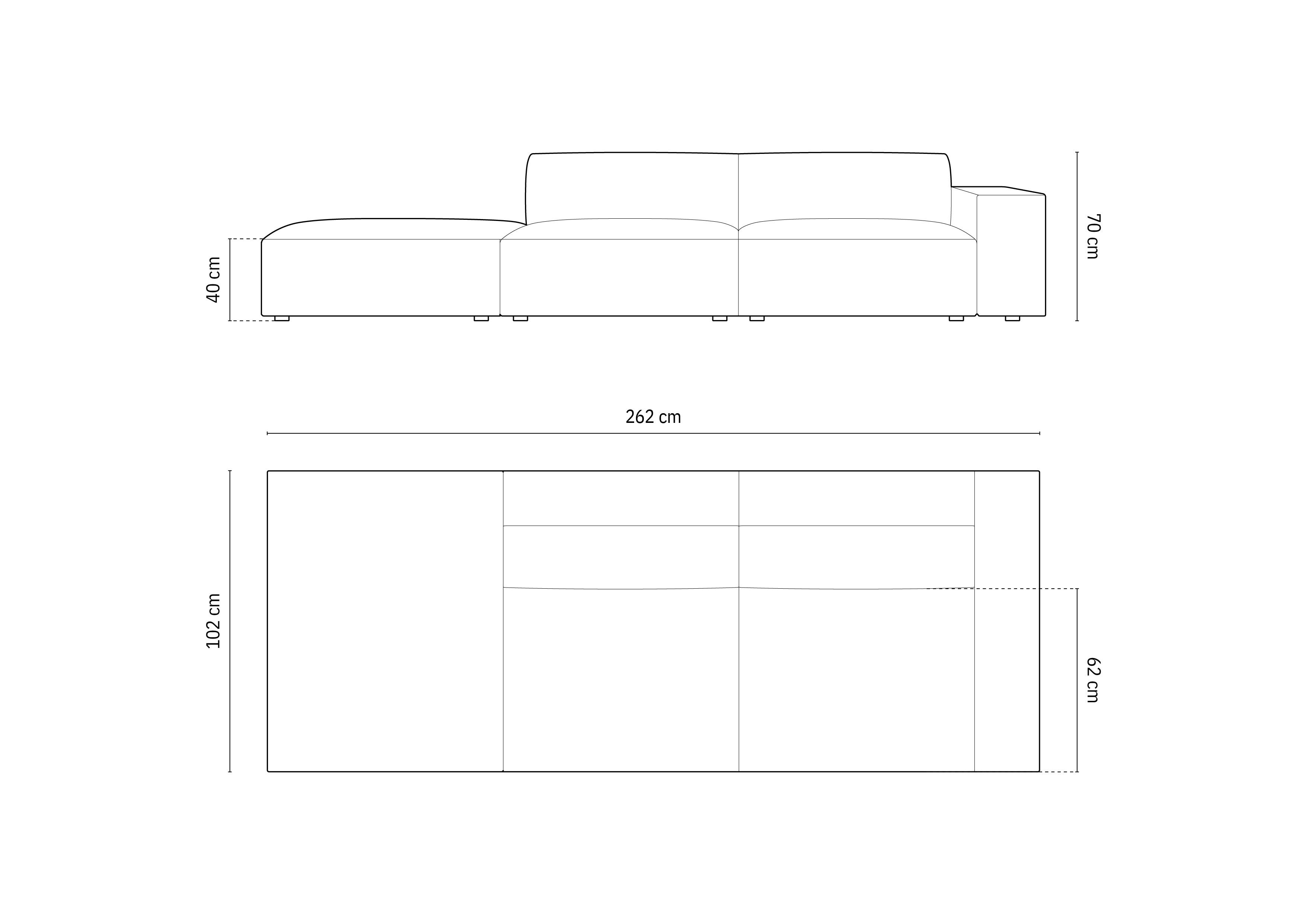 Sofa Jodie 262x102cm, Material: Samt