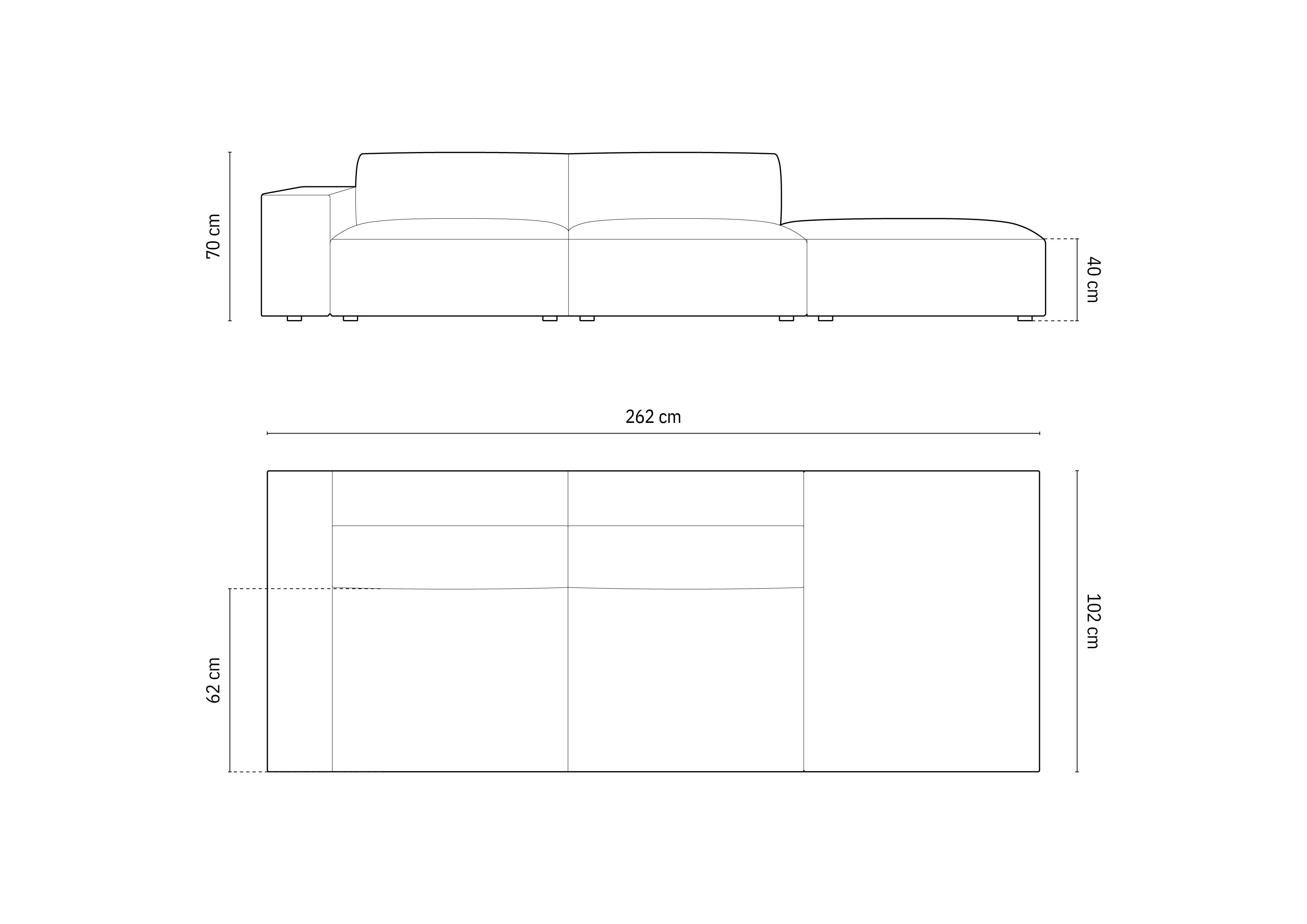 Sofa Jodie 262x102cm, Material: Samt