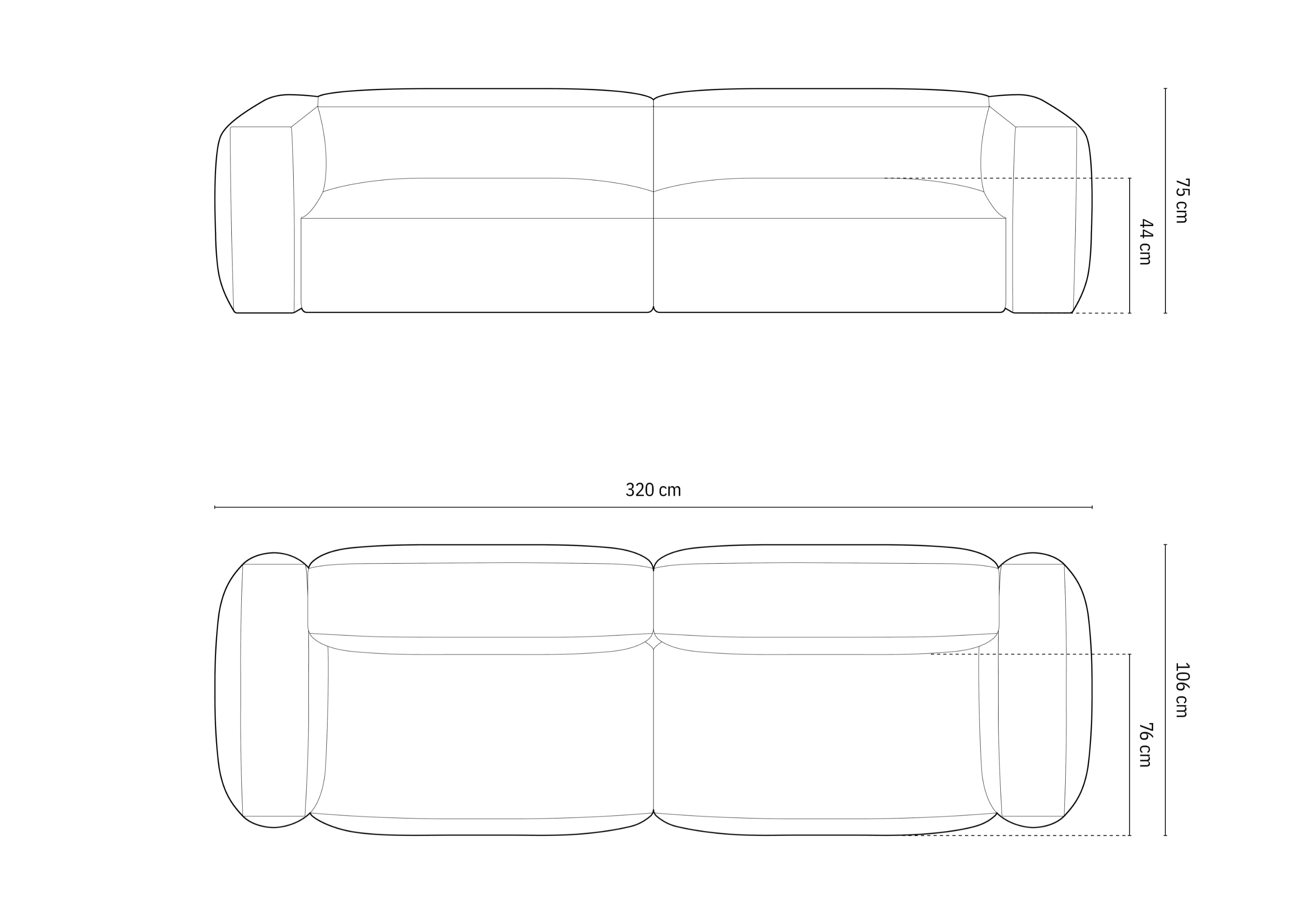 Sofa Martina, 320x106cm, Material: Strukturstoff