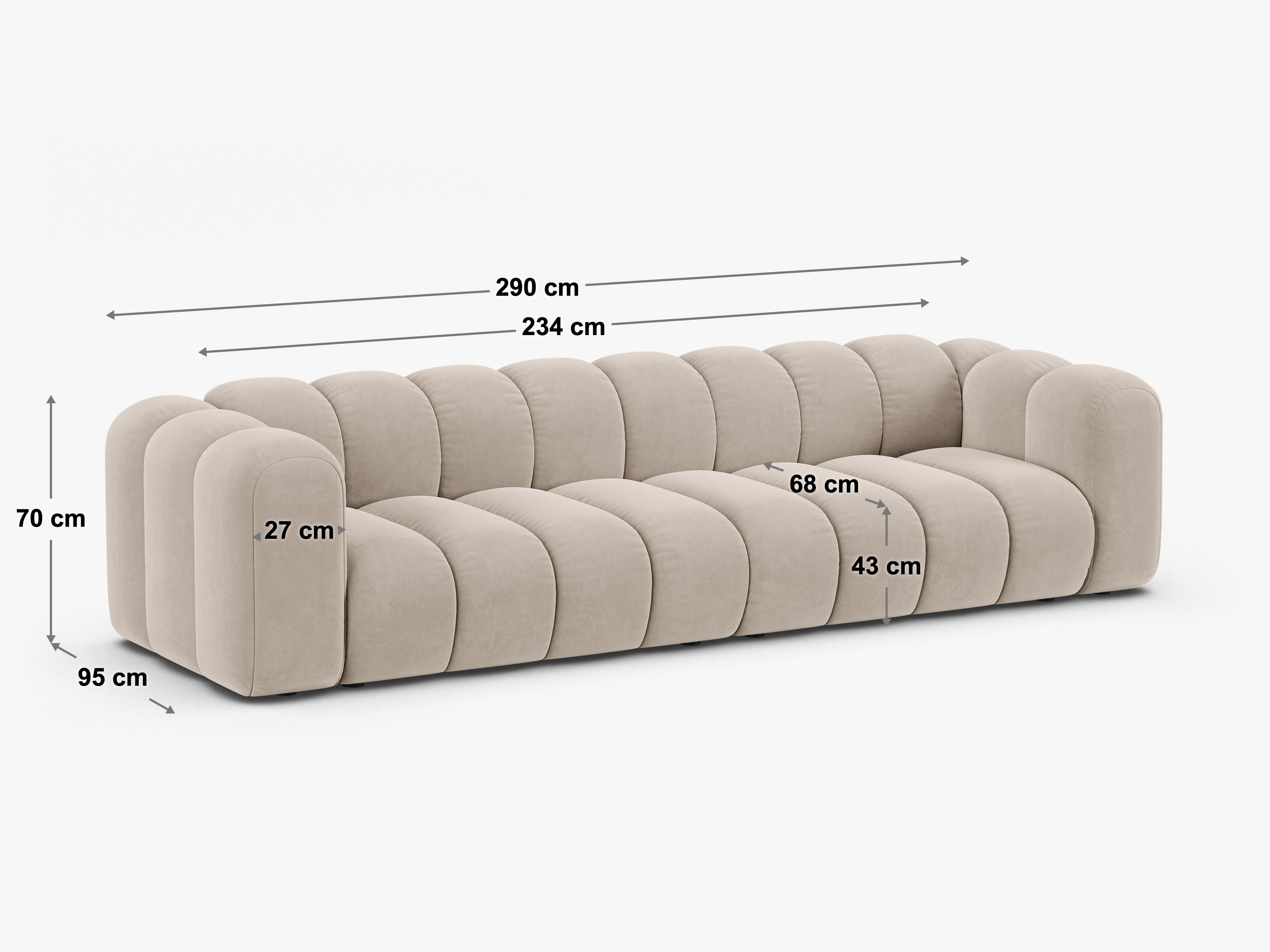 Sofa Lupine 290x95cm, Material: Chenille Eden