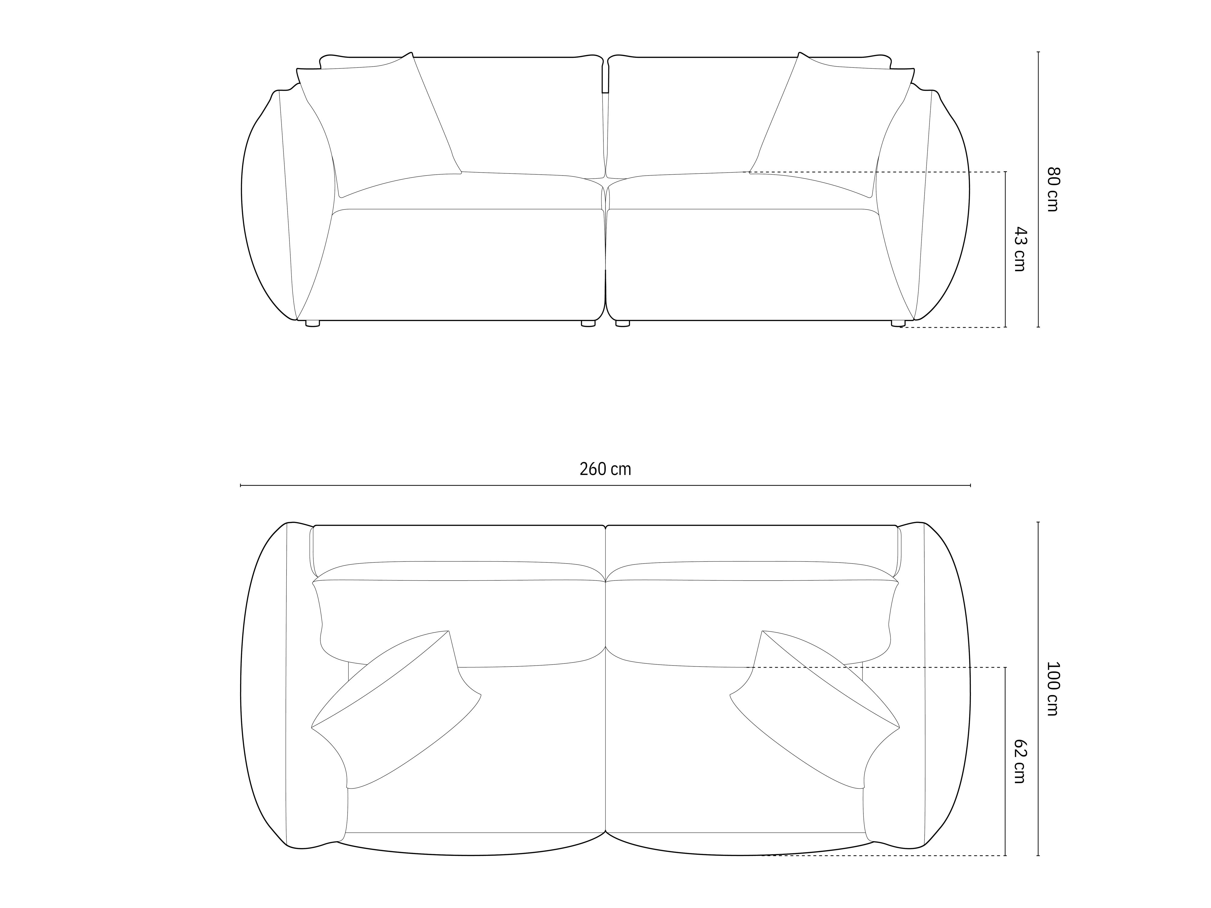 Sofa Chris 260x100cm, Material: Strukturstoff