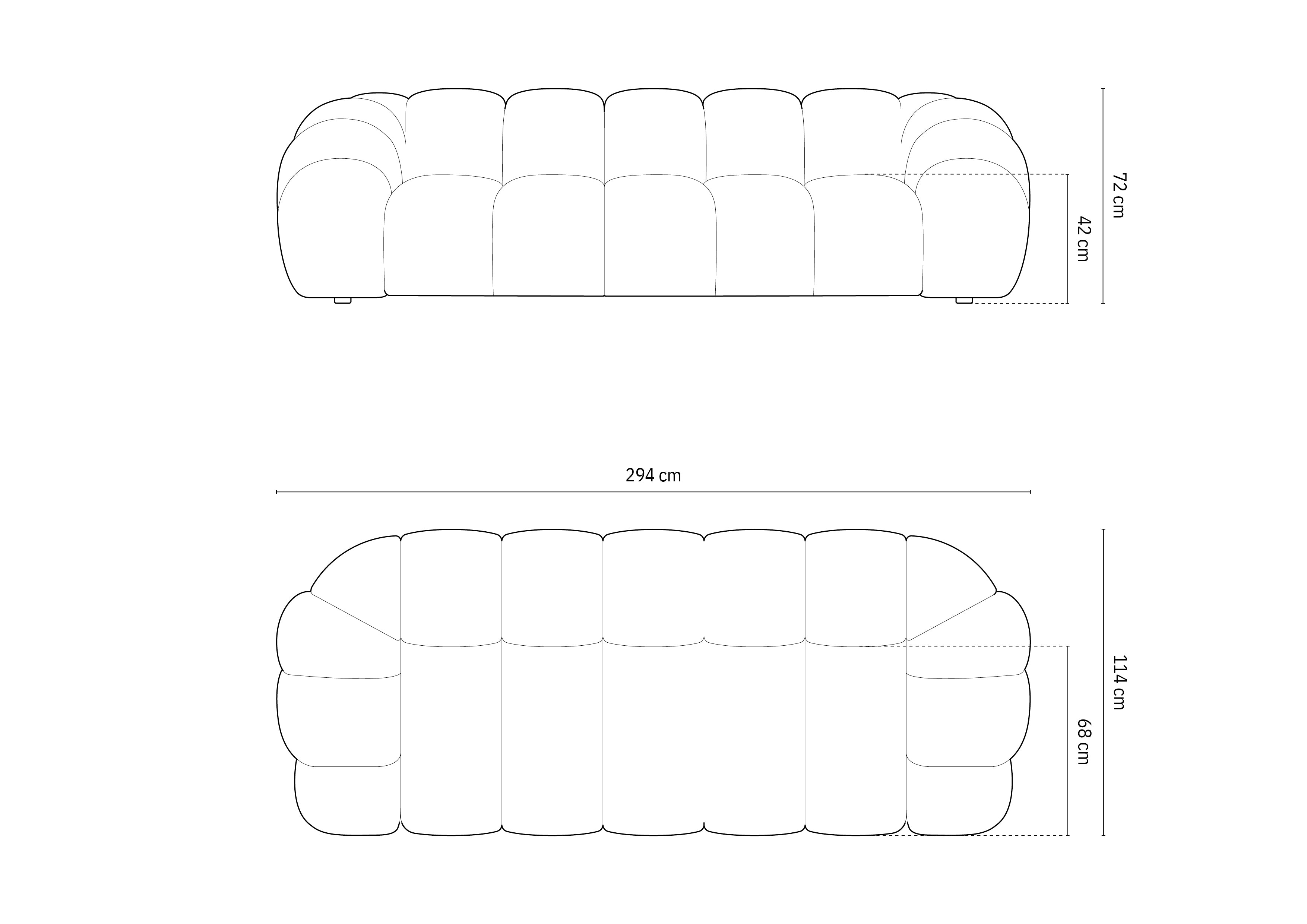 Sofa Diana 294x114cm, Material: Samt 
