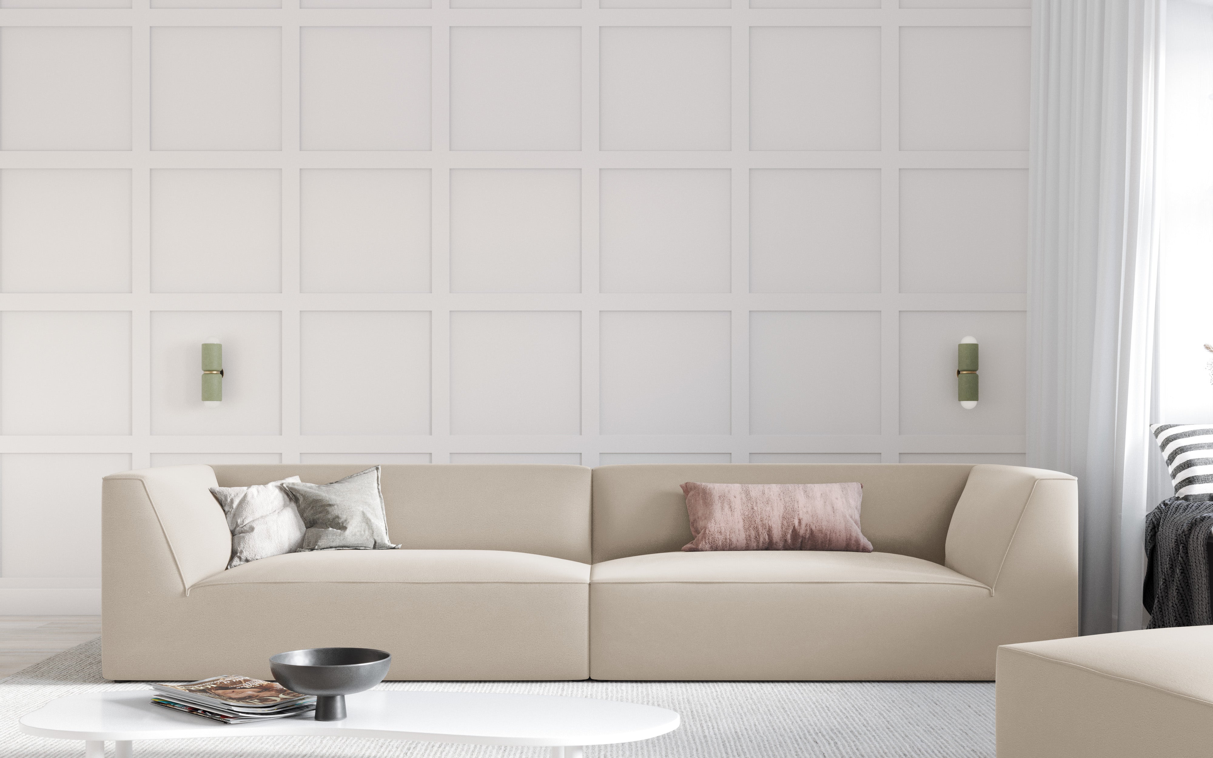 Sofa Ruby, 4 Sitze, 302x93cm, Material: Samt