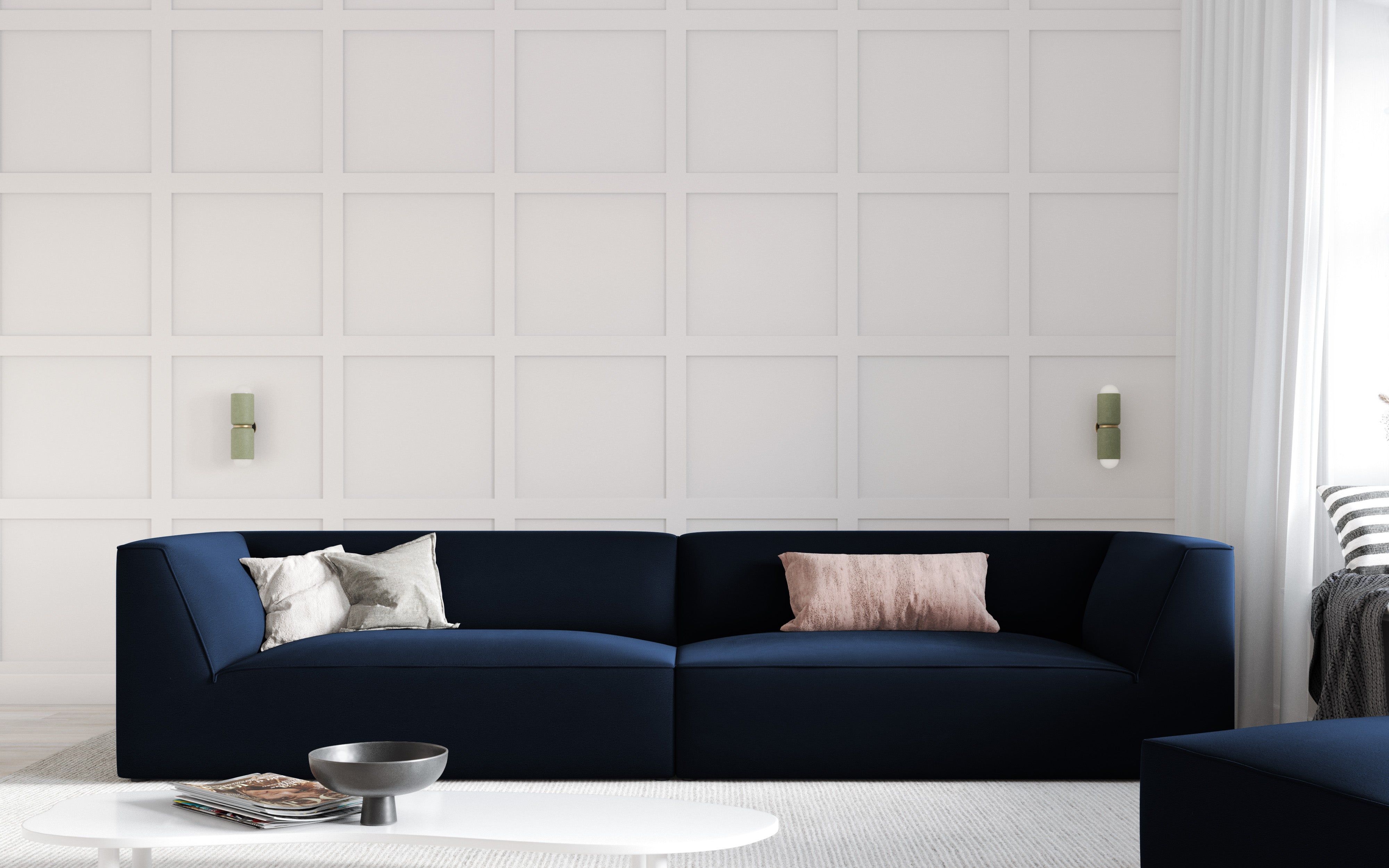 Sofa Ruby, 4 Sitze, 302x93cm, Material: Samt