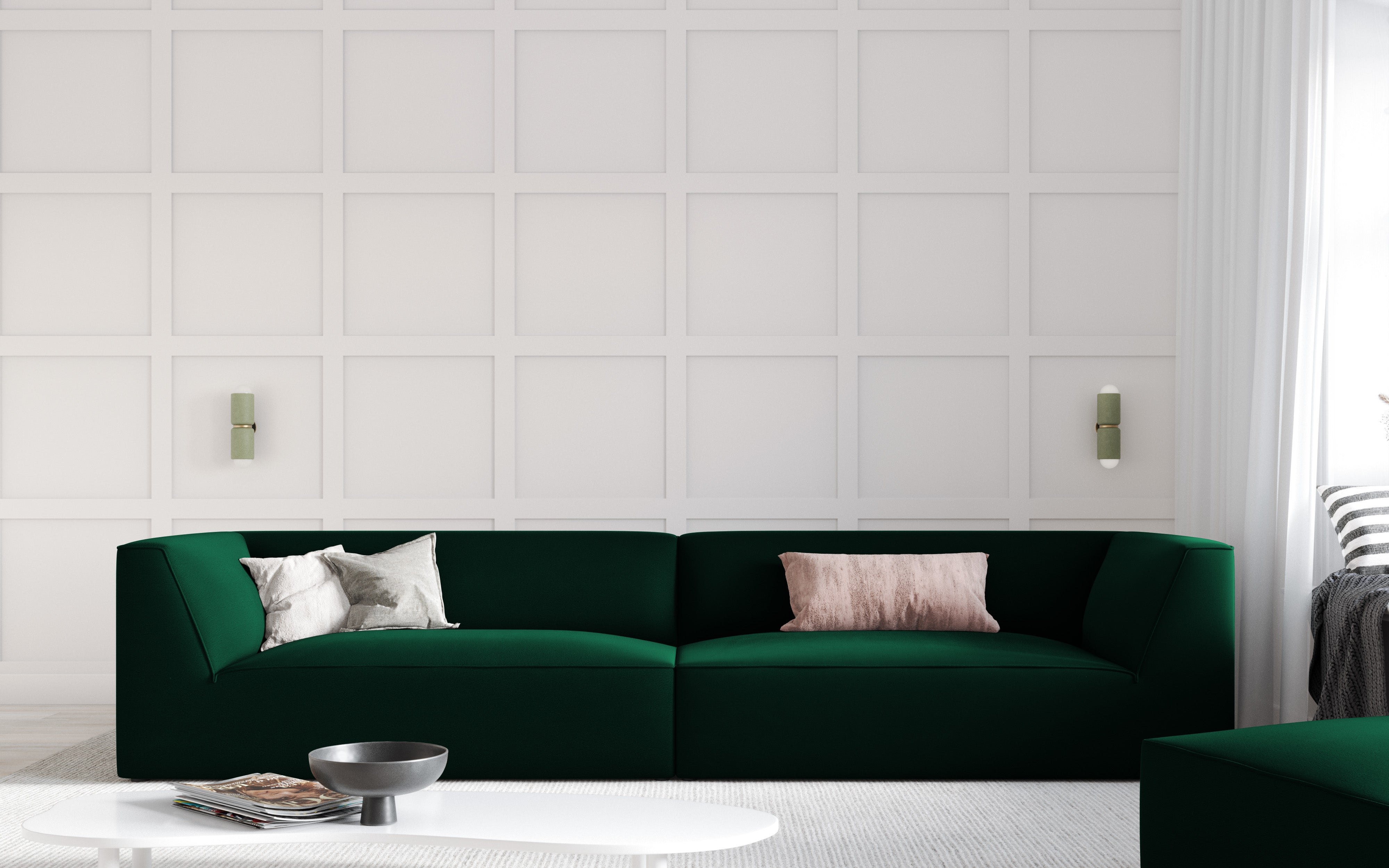 Sofa Ruby, 4 Sitze, 302x93cm, Material: Samt