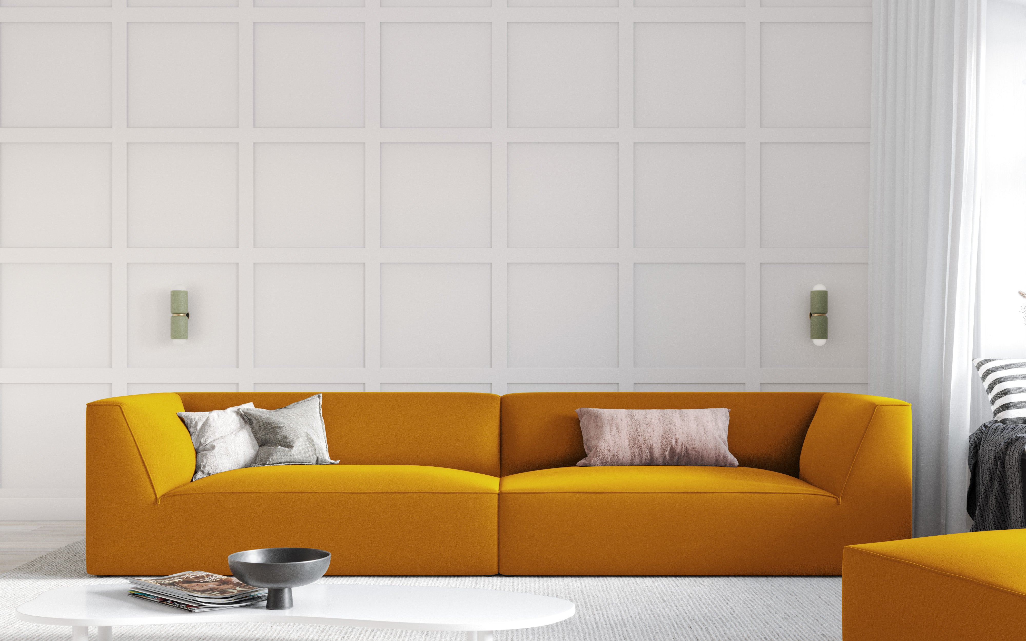 Sofa Ruby, 4 Sitze, 302x93cm, Material: Samt