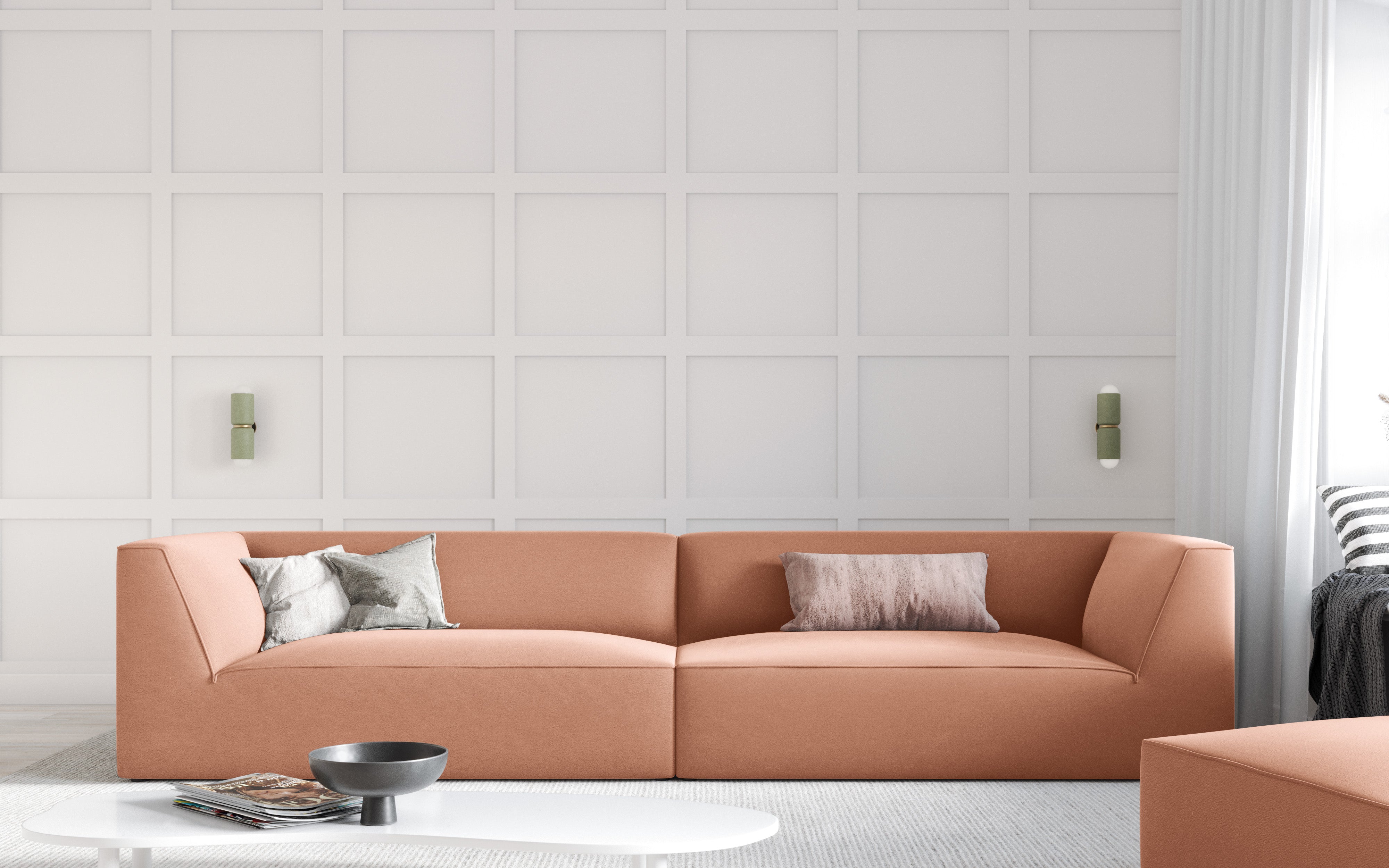 Sofa Ruby, 4 Sitze, 302x93cm, Material: Samt