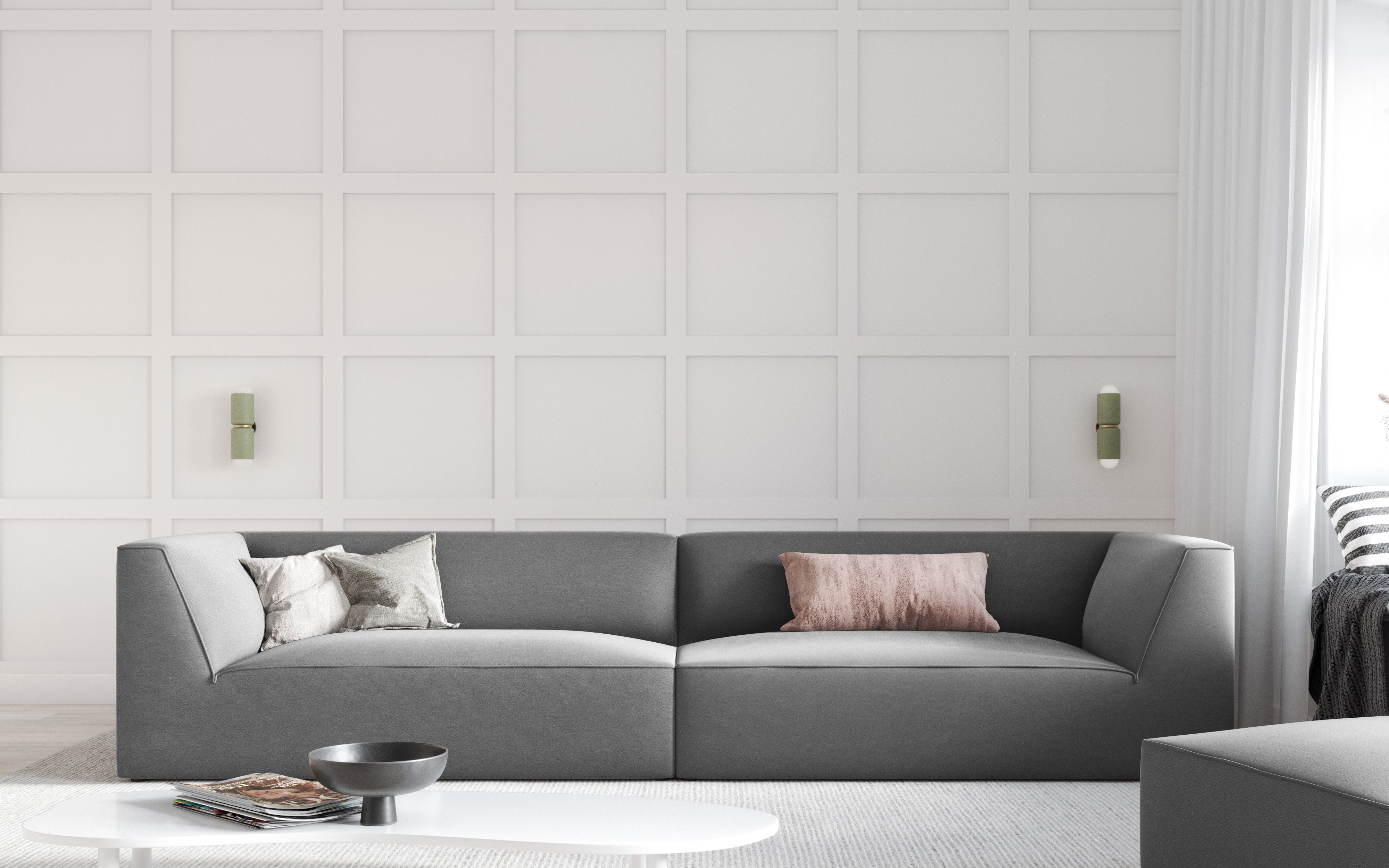 Sofa Ruby, 4 Sitze, 302x93cm, Material: Samt