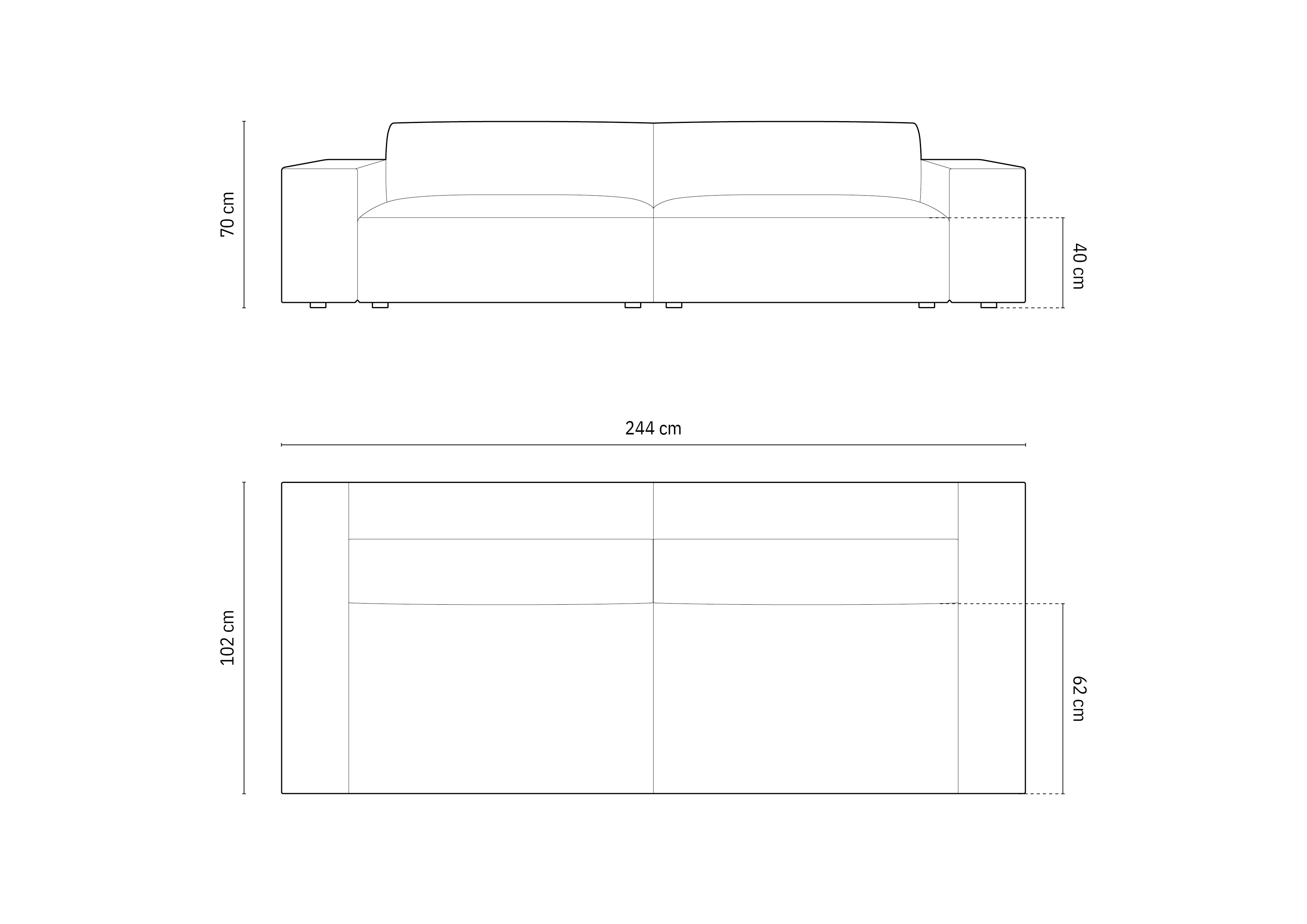 Sofa Jodie 244x102cm, Material: Samt