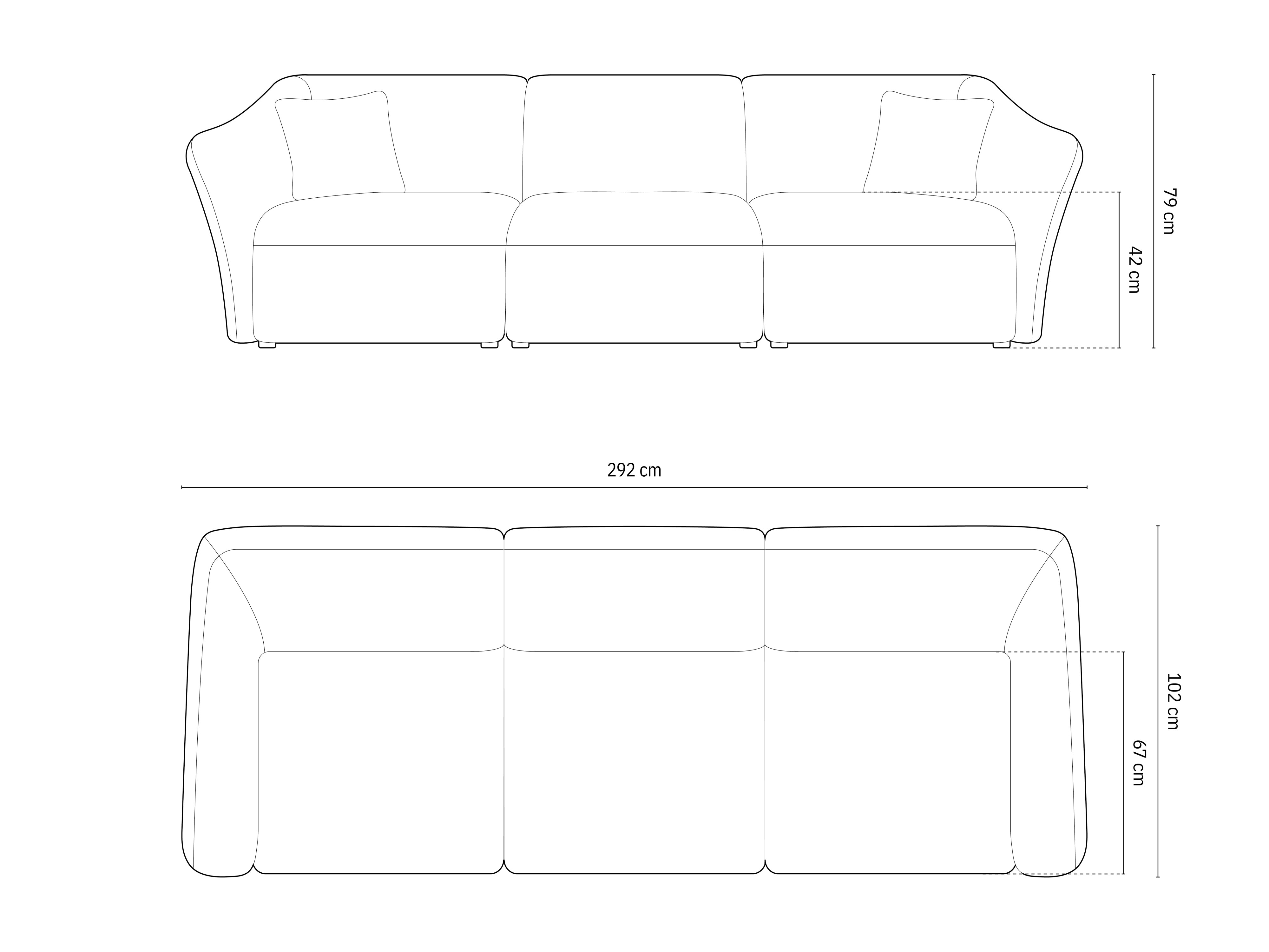 Sofa Hailey 292x102cm, Material: Bouclé