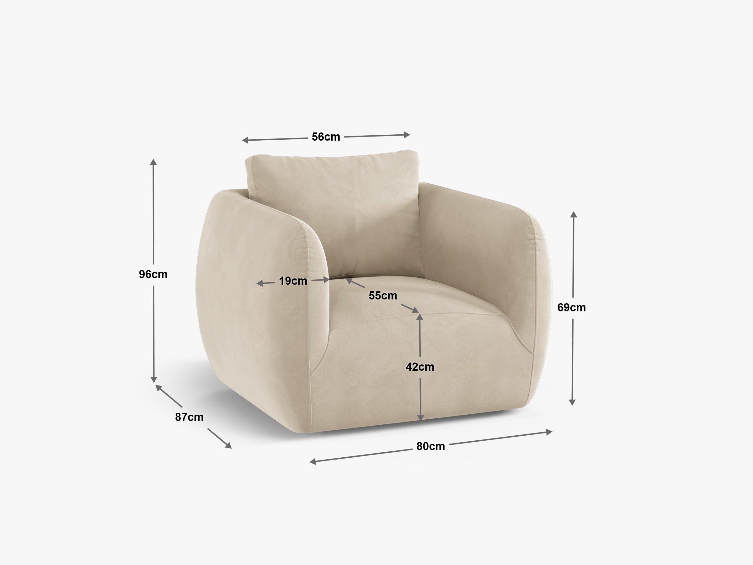 Sessel Letizia, 86x83cm, Material: Strukturstoff