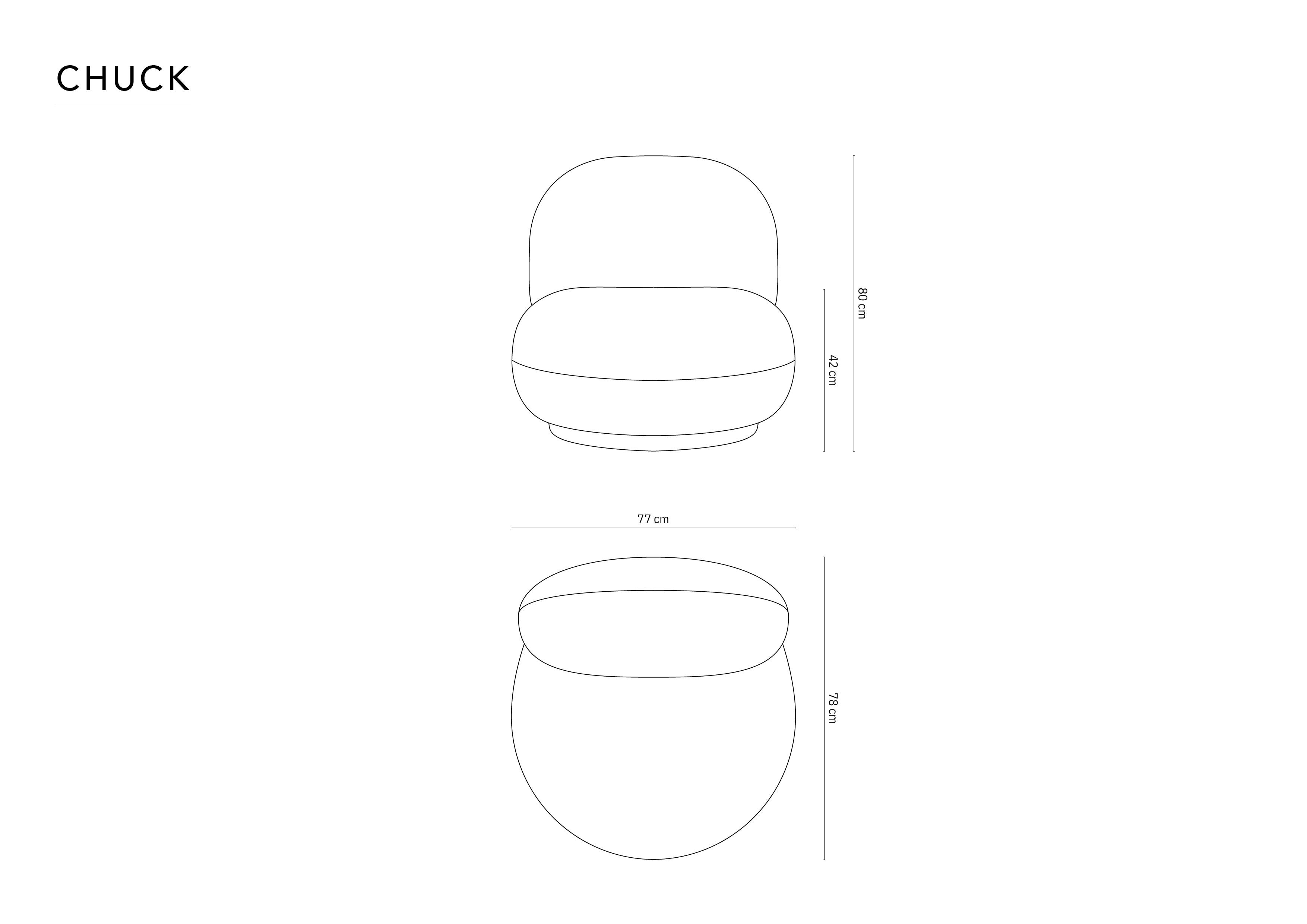 Chuck Sessel 77x78cm, Material: Chenille