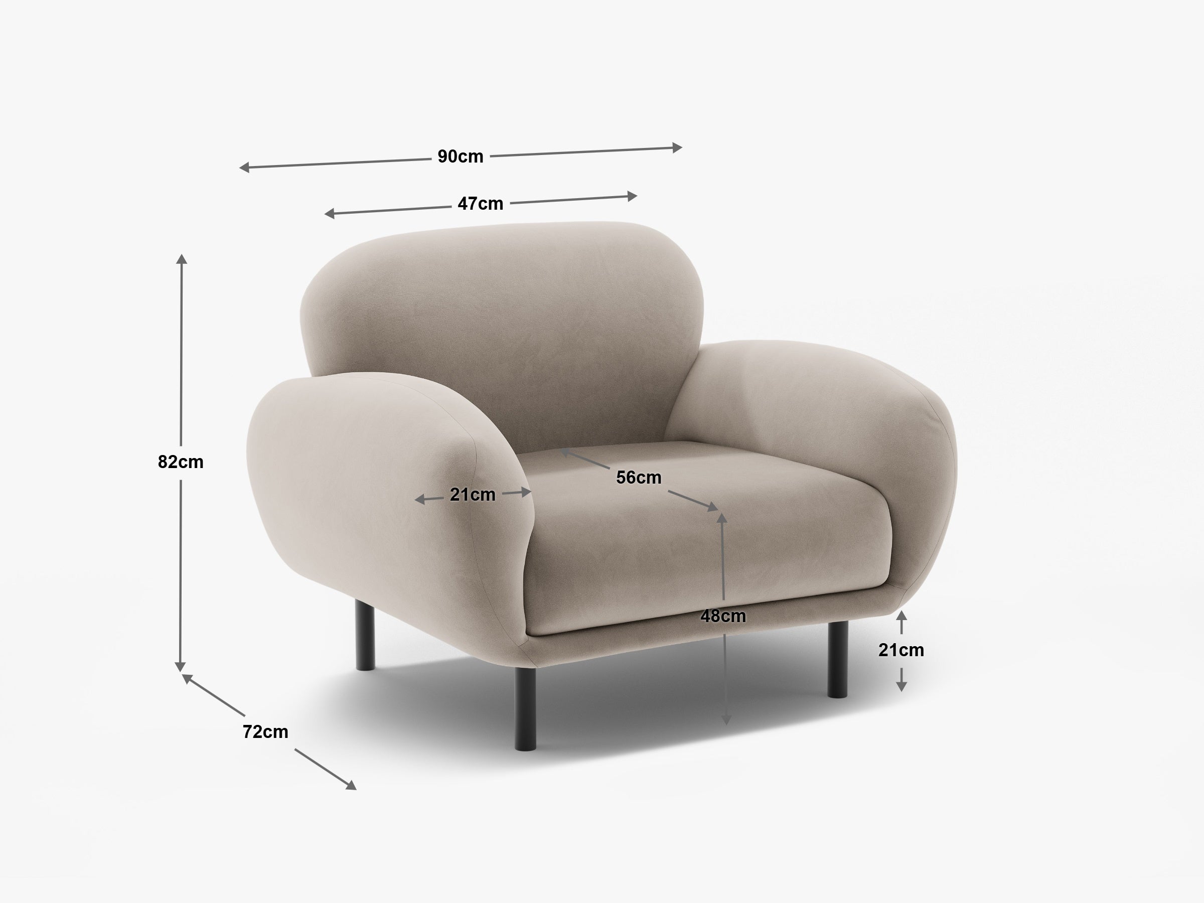 Poppy Sessel, 90x72cm, Material: Samt