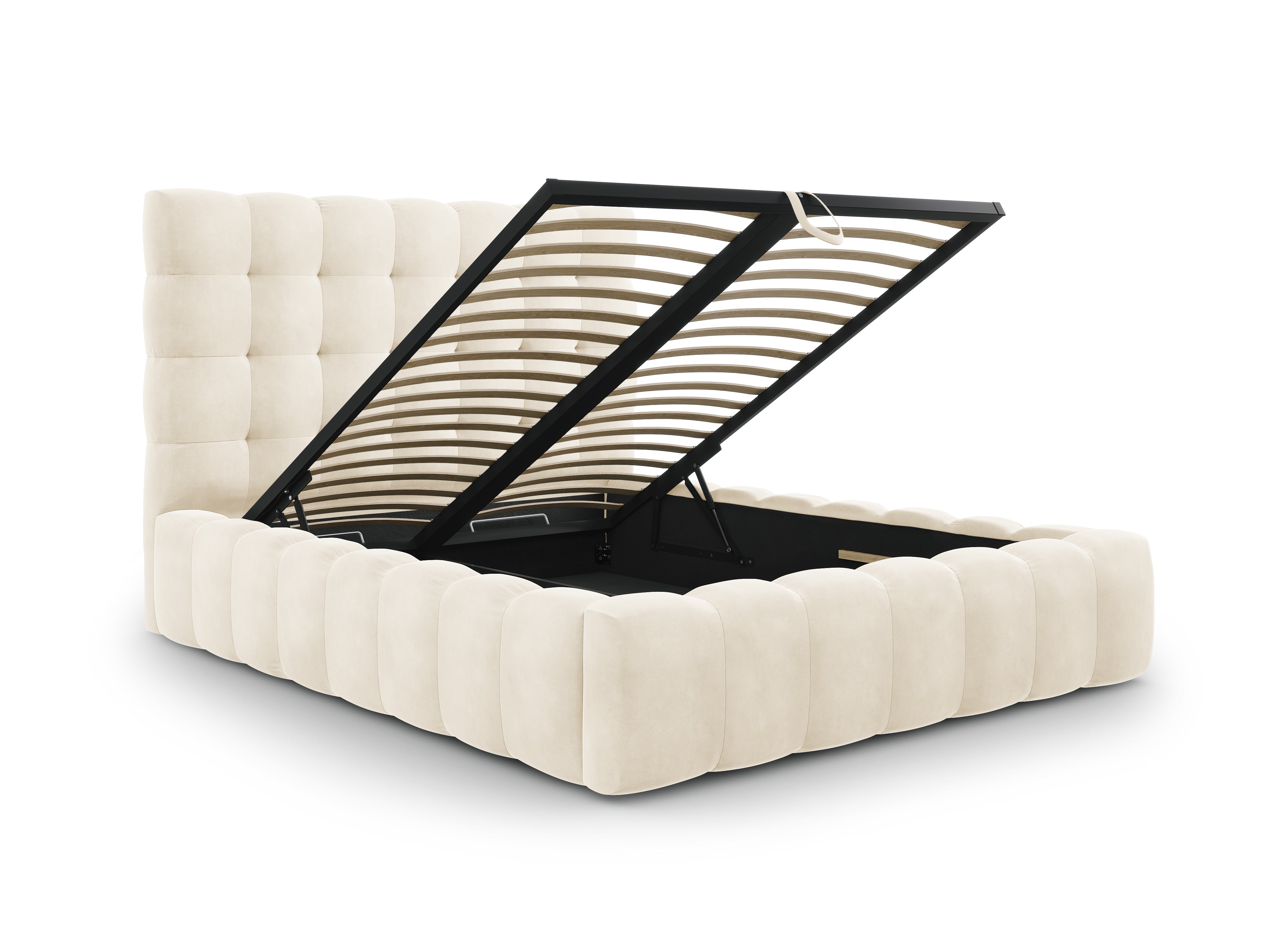 Mamaia Bettgestell mit Kopfteil und Bettkasten, Material: Samt