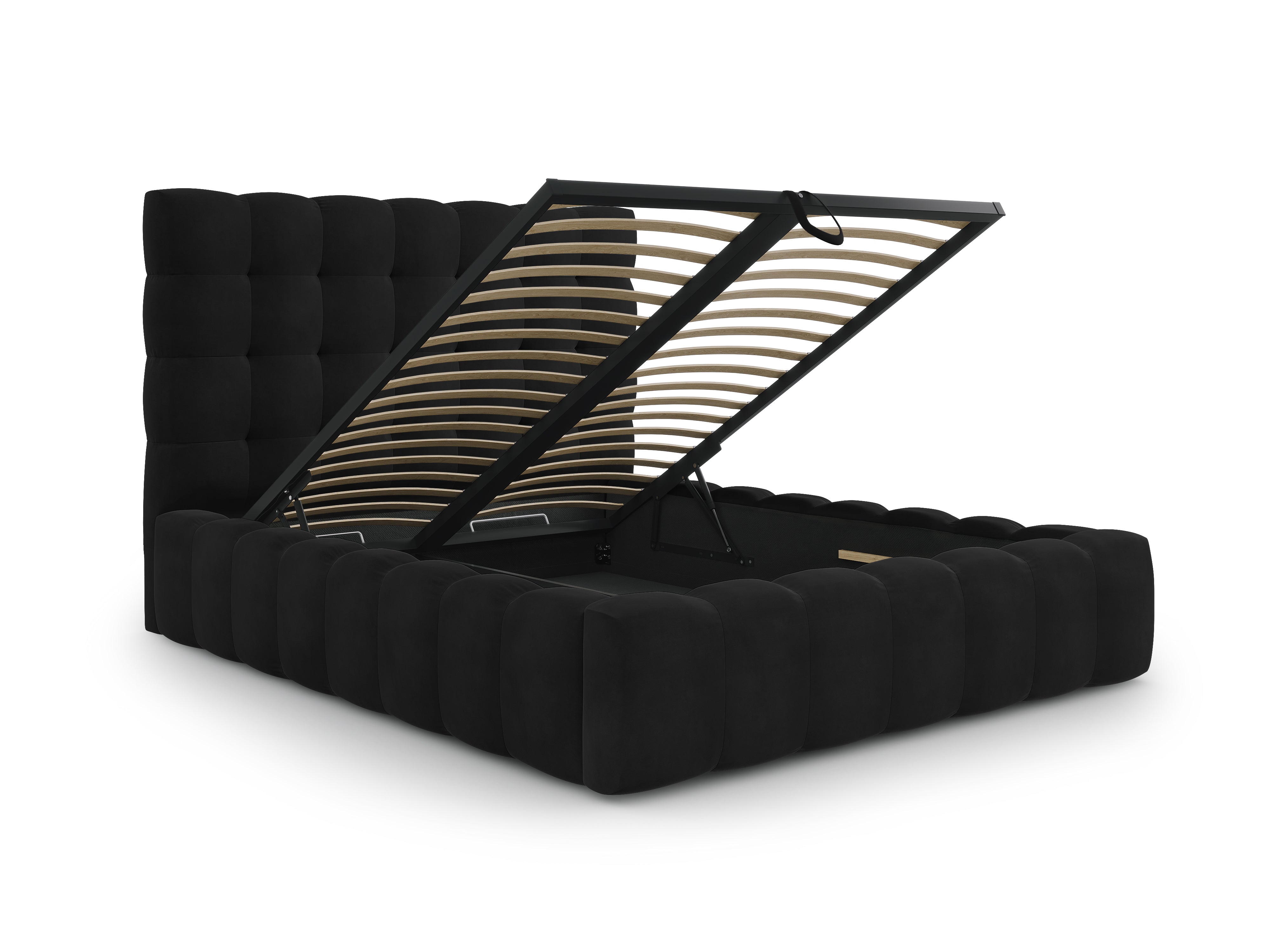 Mamaia Bettgestell mit Kopfteil und Bettkasten, Material: Samt