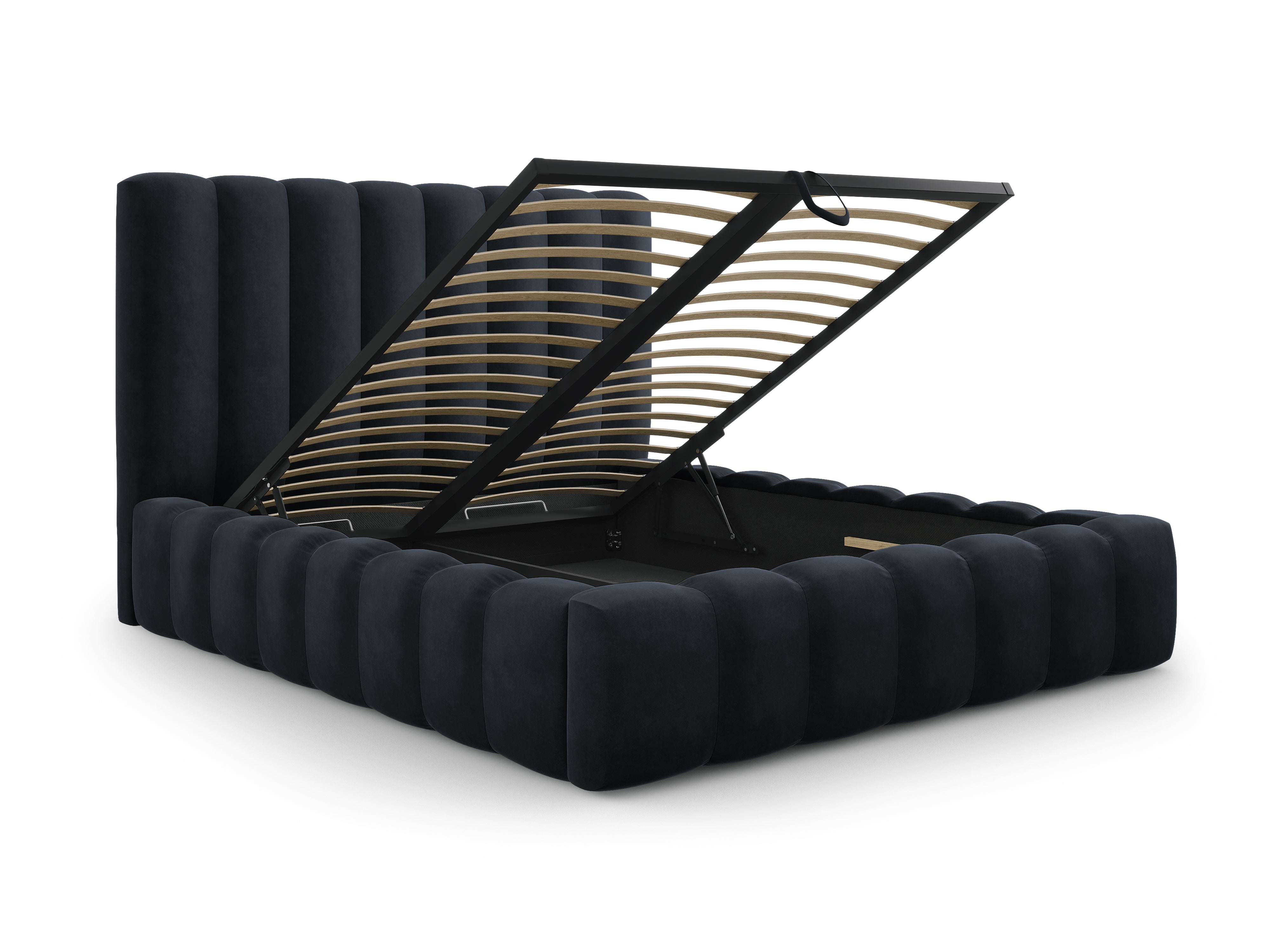 Kelp Bettgestell mit Kopfteil und Ablagefach, Material: Samt