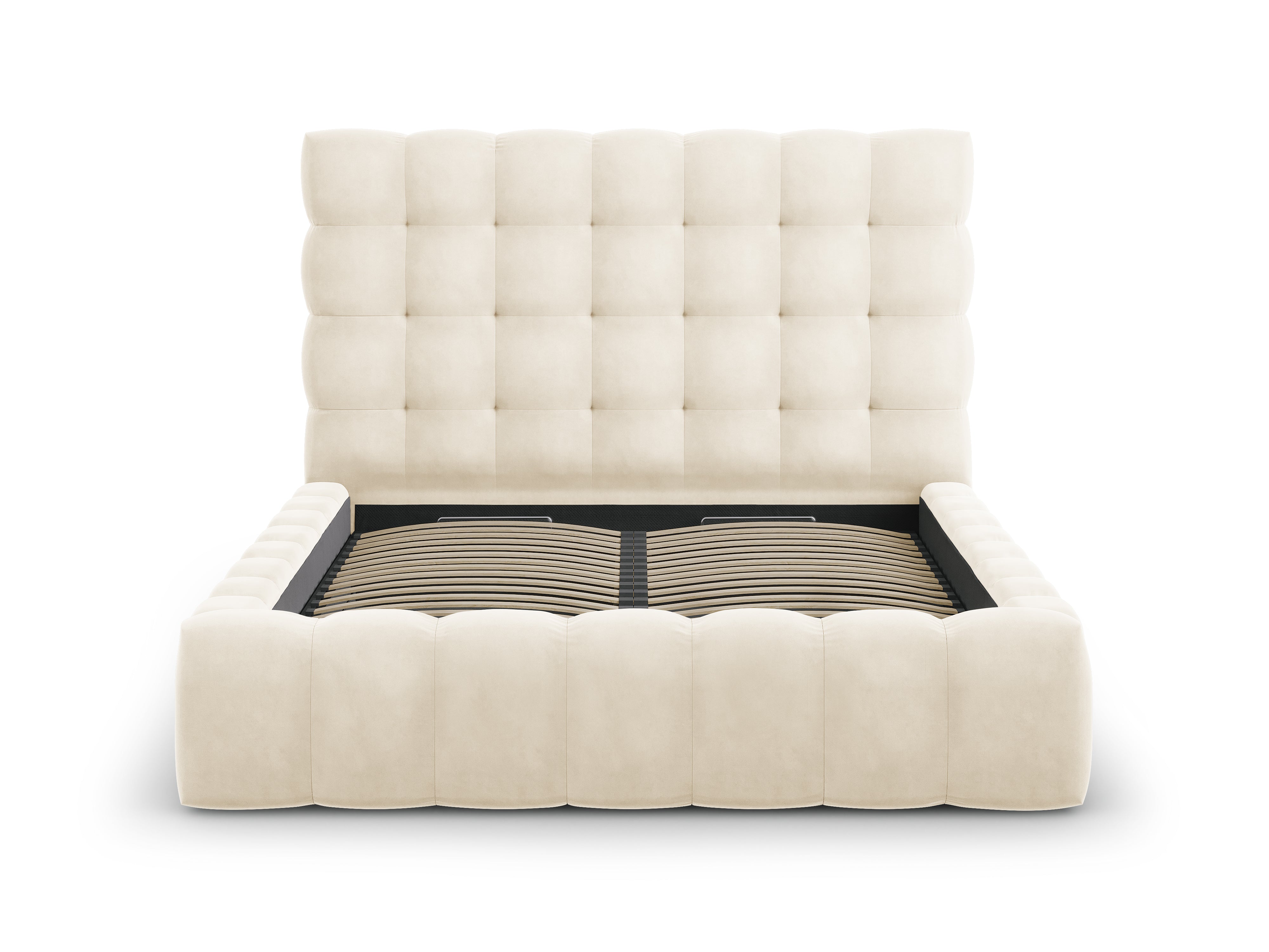 Mamaia Bettgestell mit Kopfteil und Bettkasten, Material: Samt