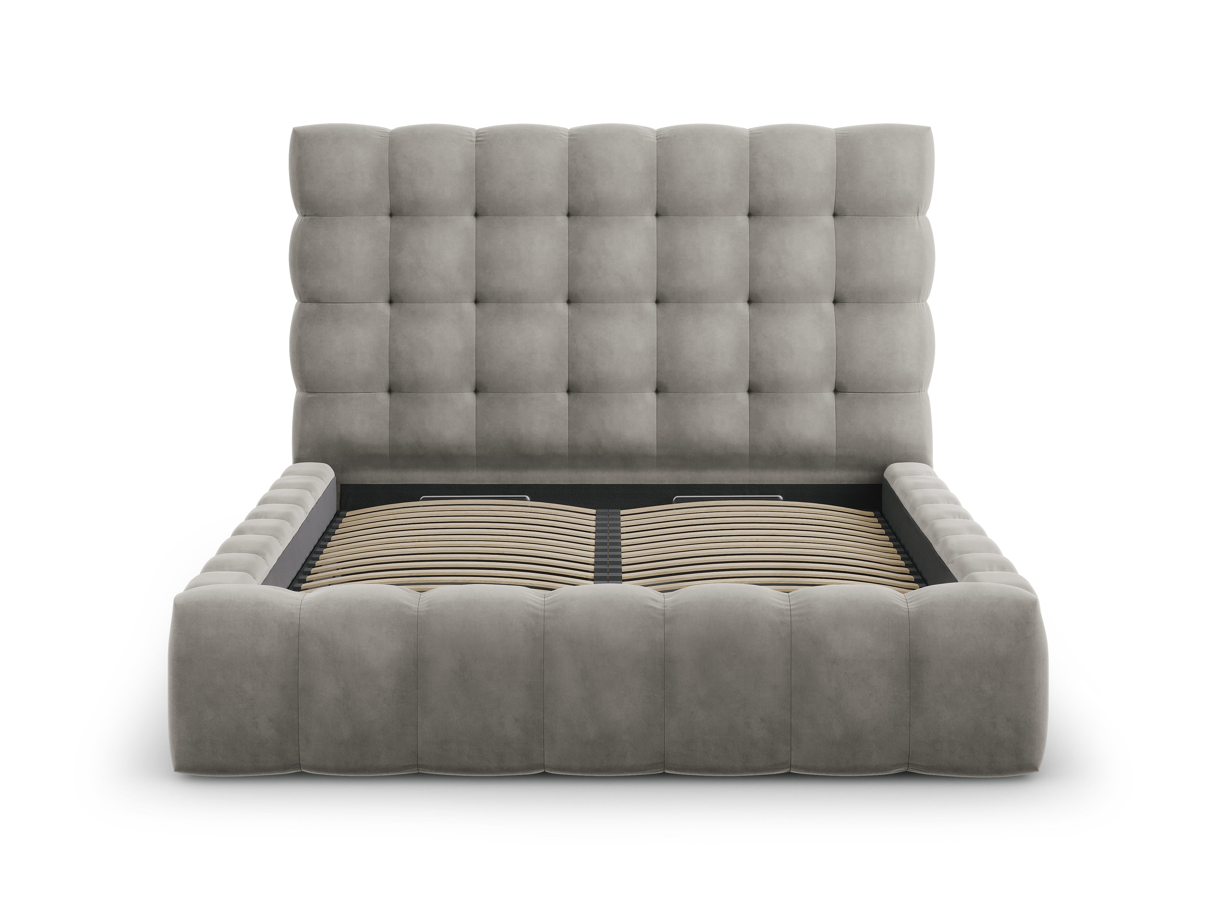 Mamaia Bettgestell mit Kopfteil und Bettkasten, Material: Samt