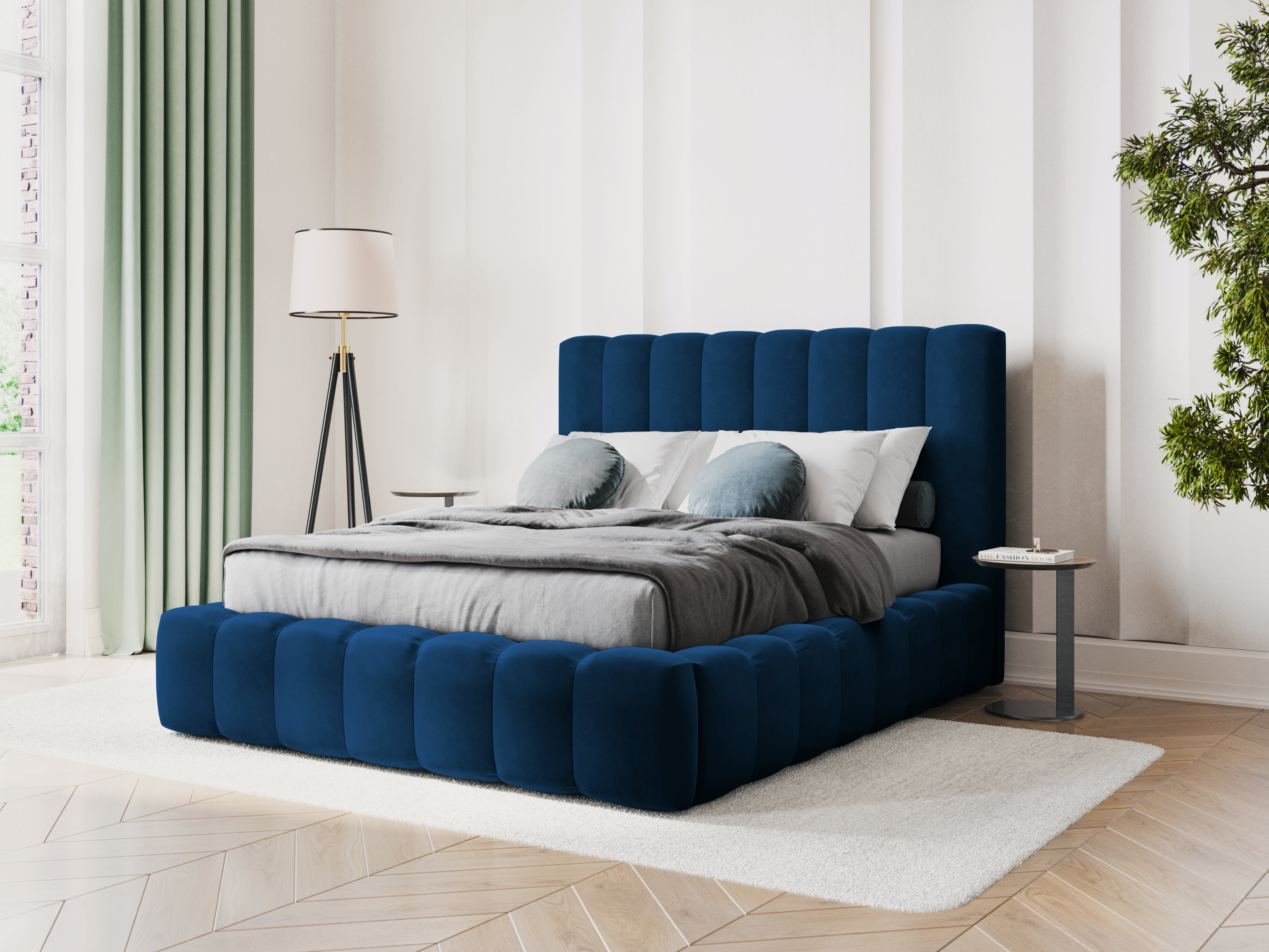 Kelp Bettgestell mit Kopfteil und Ablagefach, Material: Samt