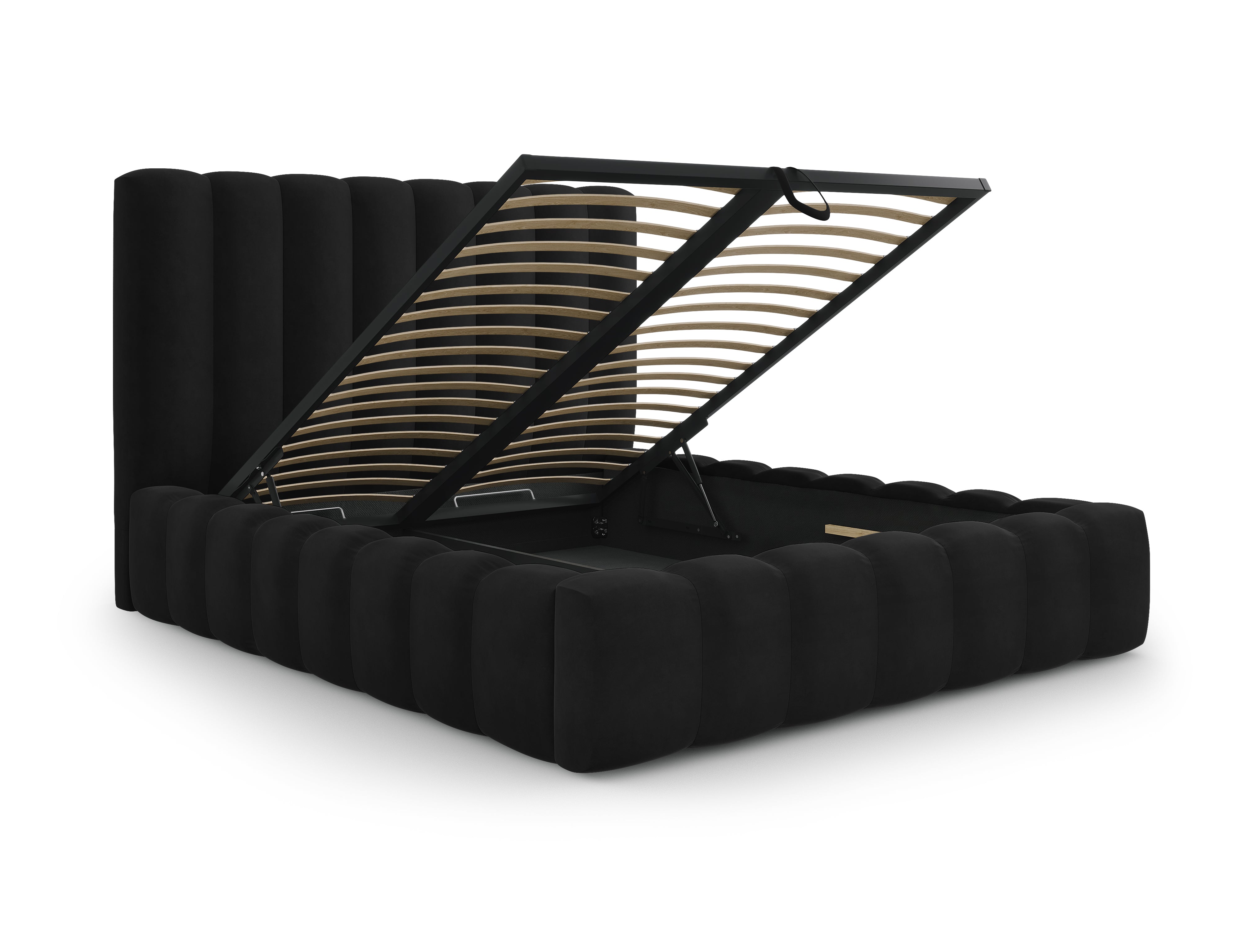 Kelp Bettgestell mit Kopfteil und Ablagefach, Material: Samt