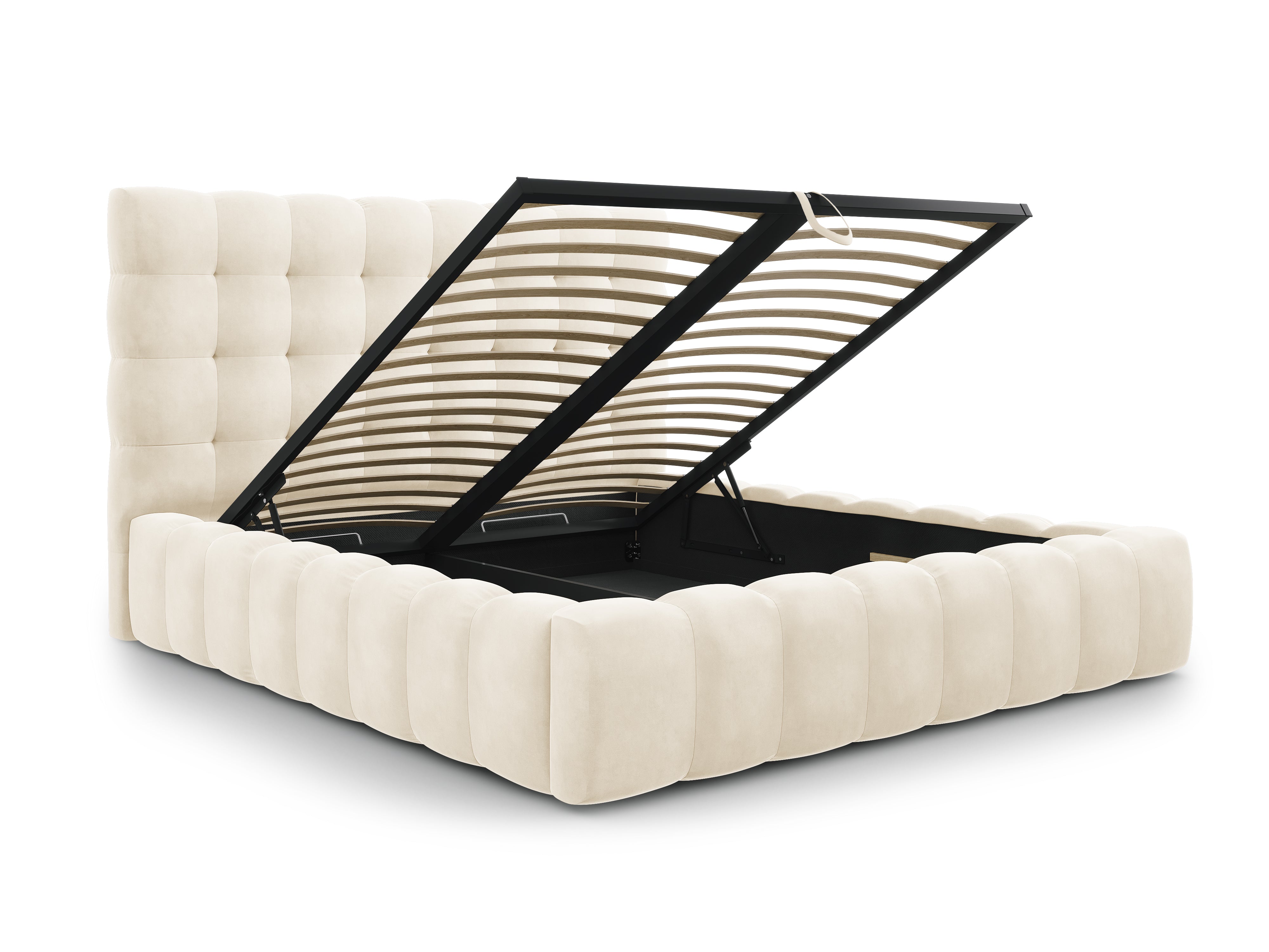 Mamaia Bettgestell mit Kopfteil und Bettkasten, Material: Samt