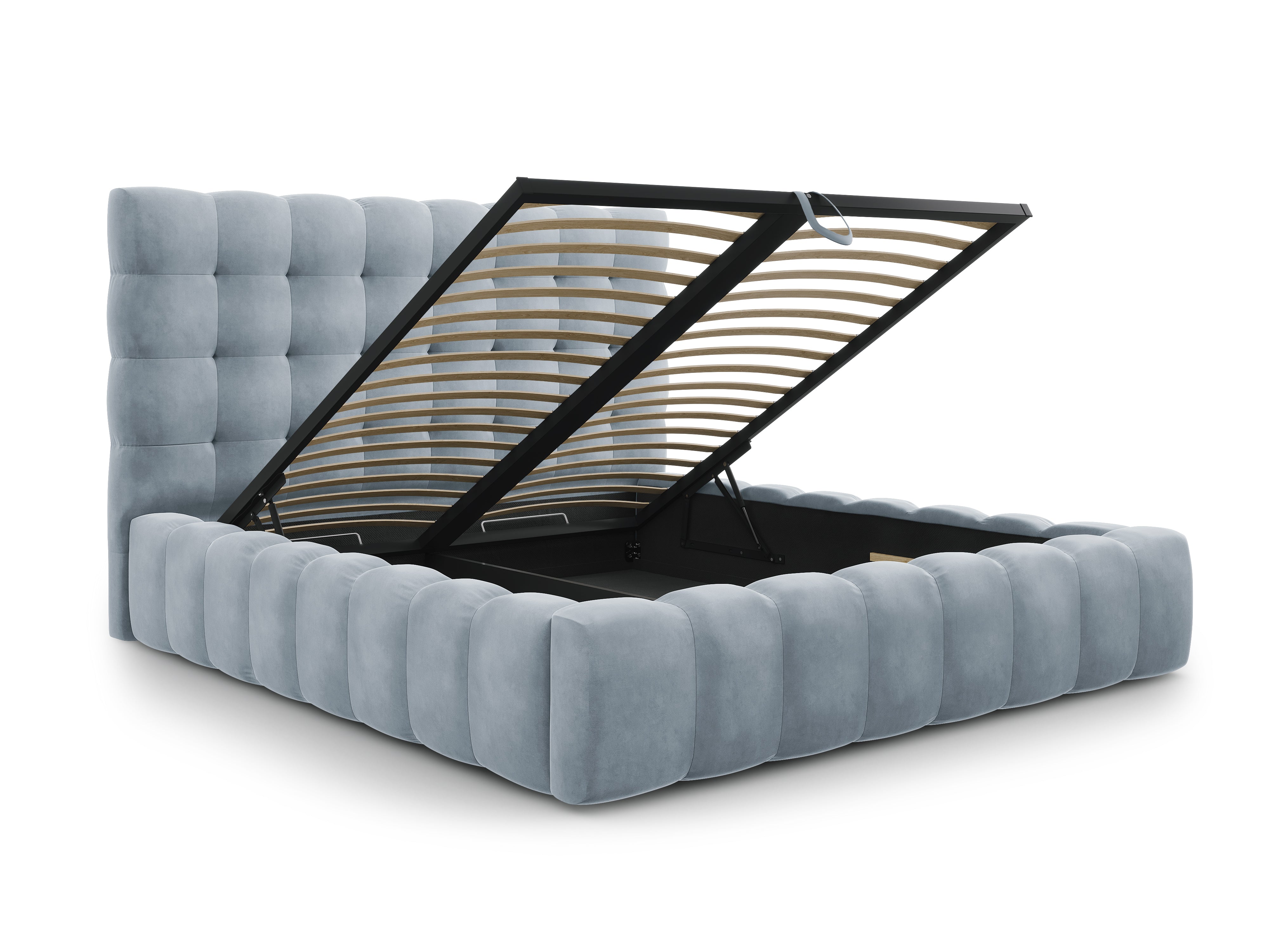 Mamaia Bettgestell mit Kopfteil und Bettkasten, Material: Samt