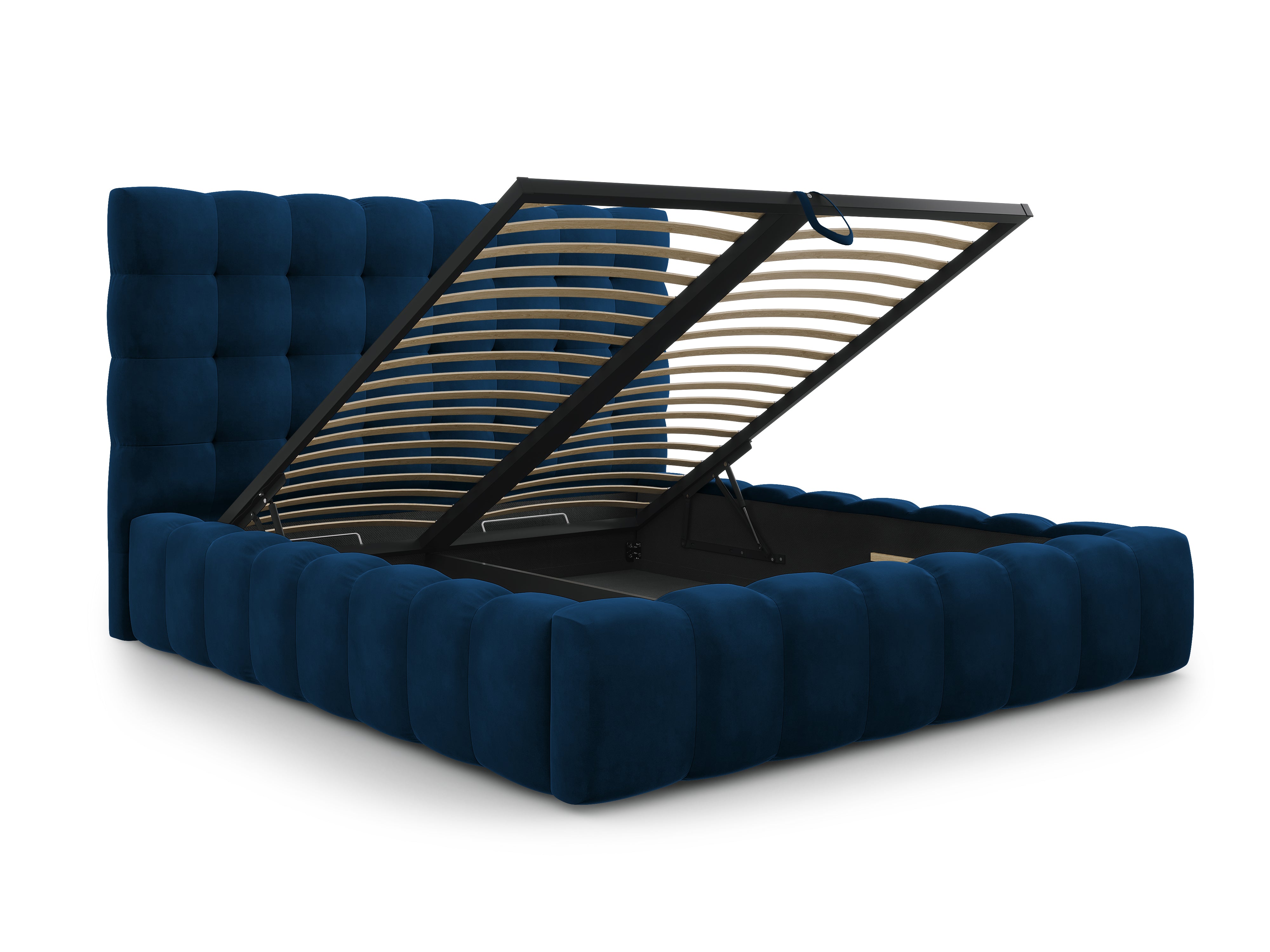Mamaia Bettgestell mit Kopfteil und Bettkasten, Material: Samt