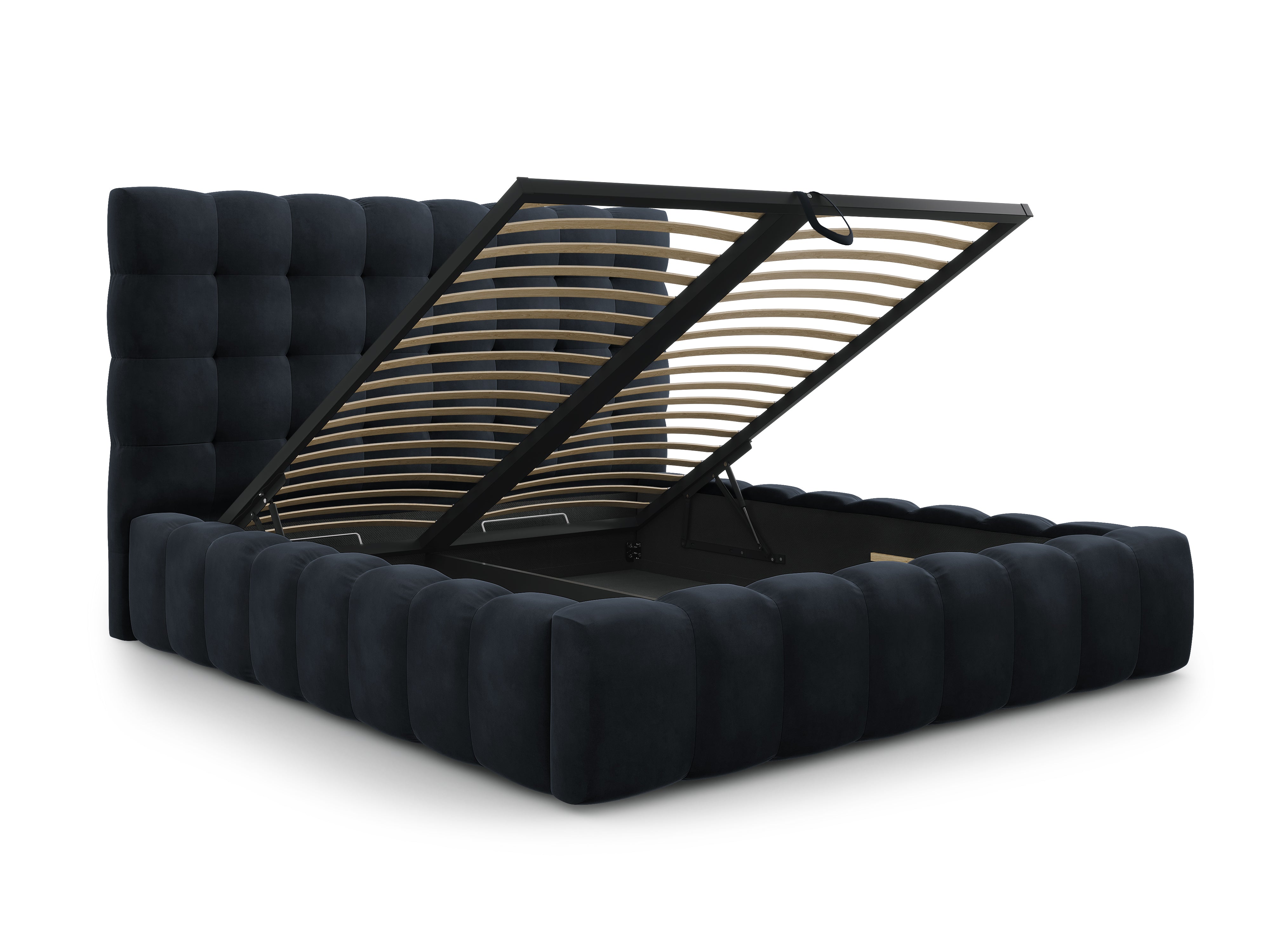 Mamaia Bettgestell mit Kopfteil und Bettkasten, Material: Samt