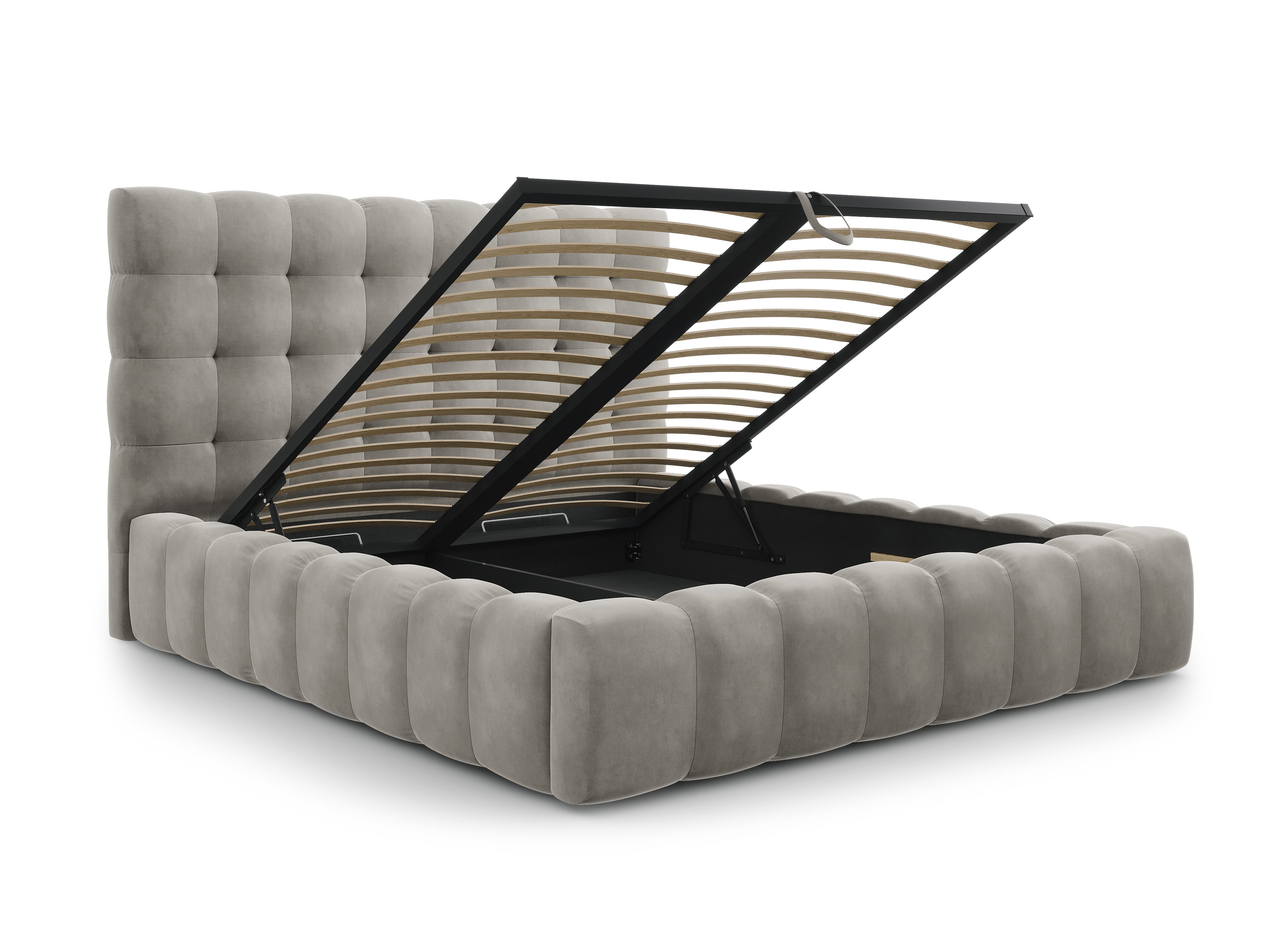 Mamaia Bettgestell mit Kopfteil und Bettkasten, Material: Samt