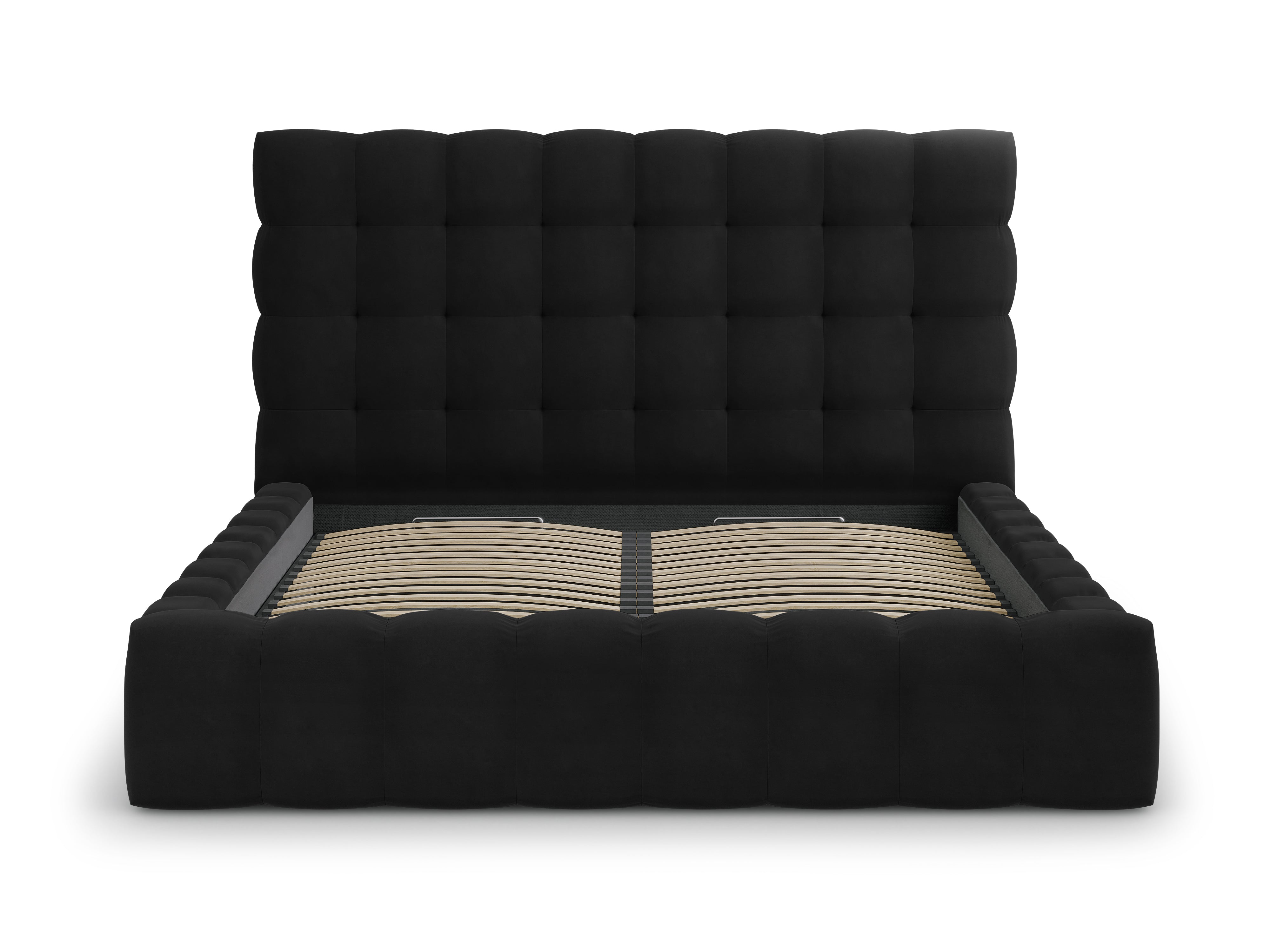 Mamaia Bettgestell mit Kopfteil und Bettkasten, Material: Samt