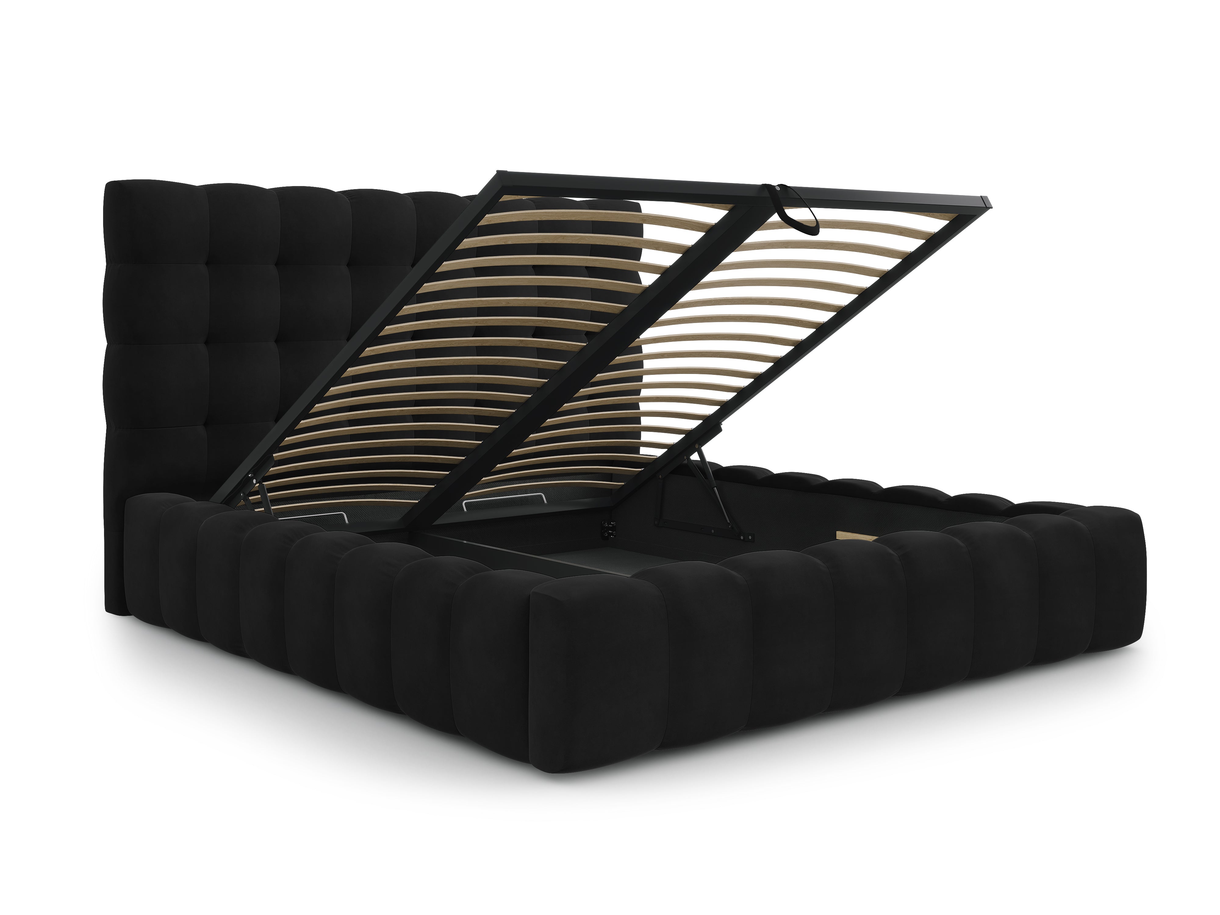 Mamaia Bettgestell mit Kopfteil und Bettkasten, Material: Samt