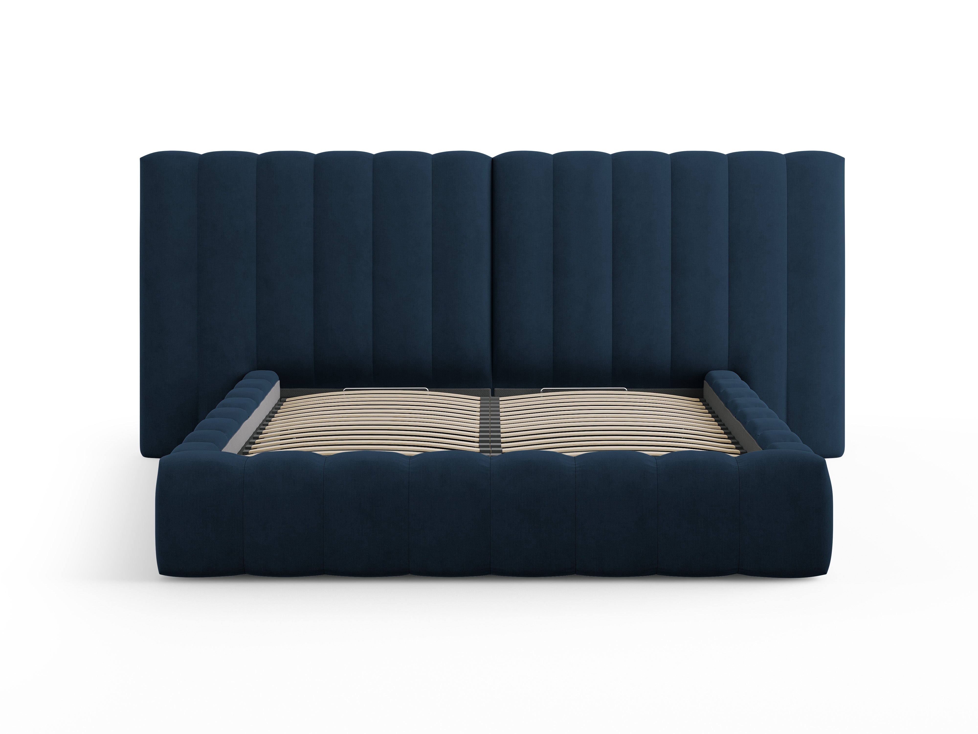 Kelp Bett mit doppeltem Kopfteil und Stauraum, Material: Strukturstoff