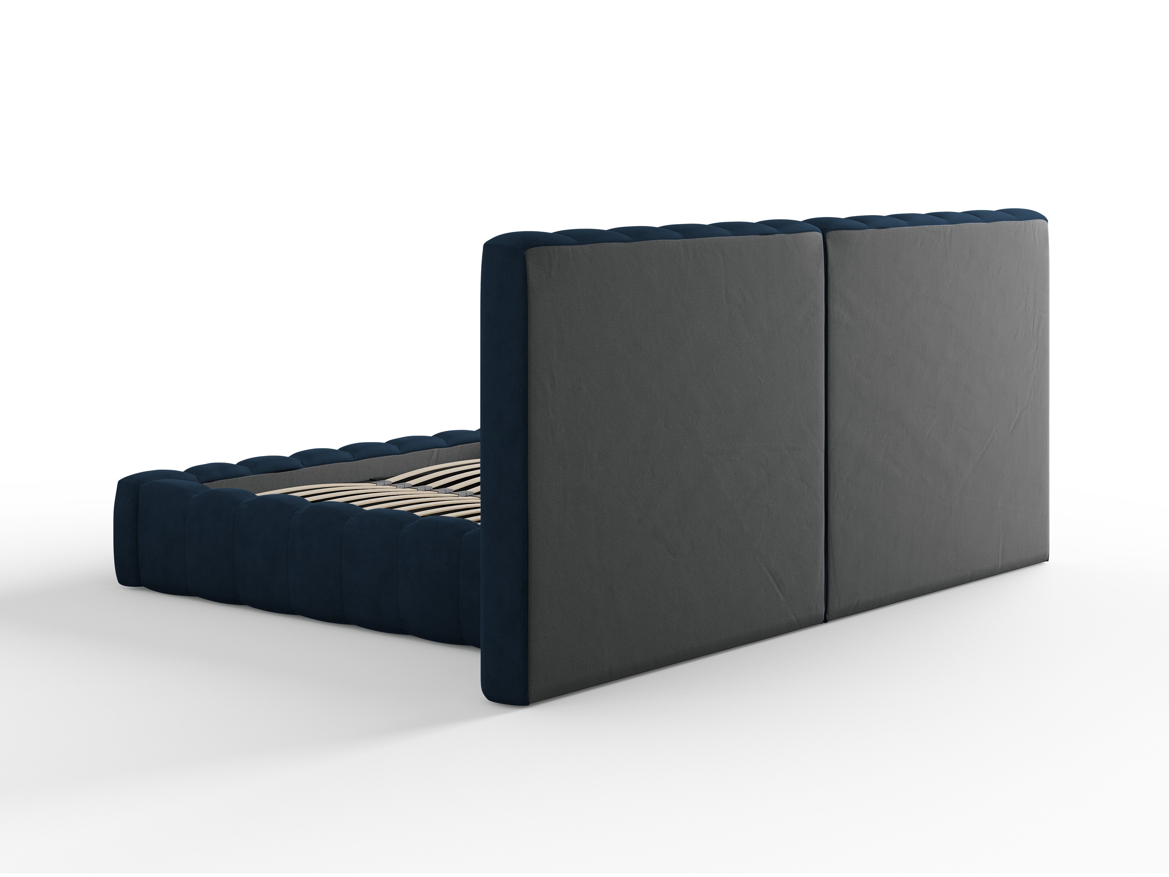 Kelp Bett mit doppeltem Kopfteil und Stauraum, Material: Strukturstoff