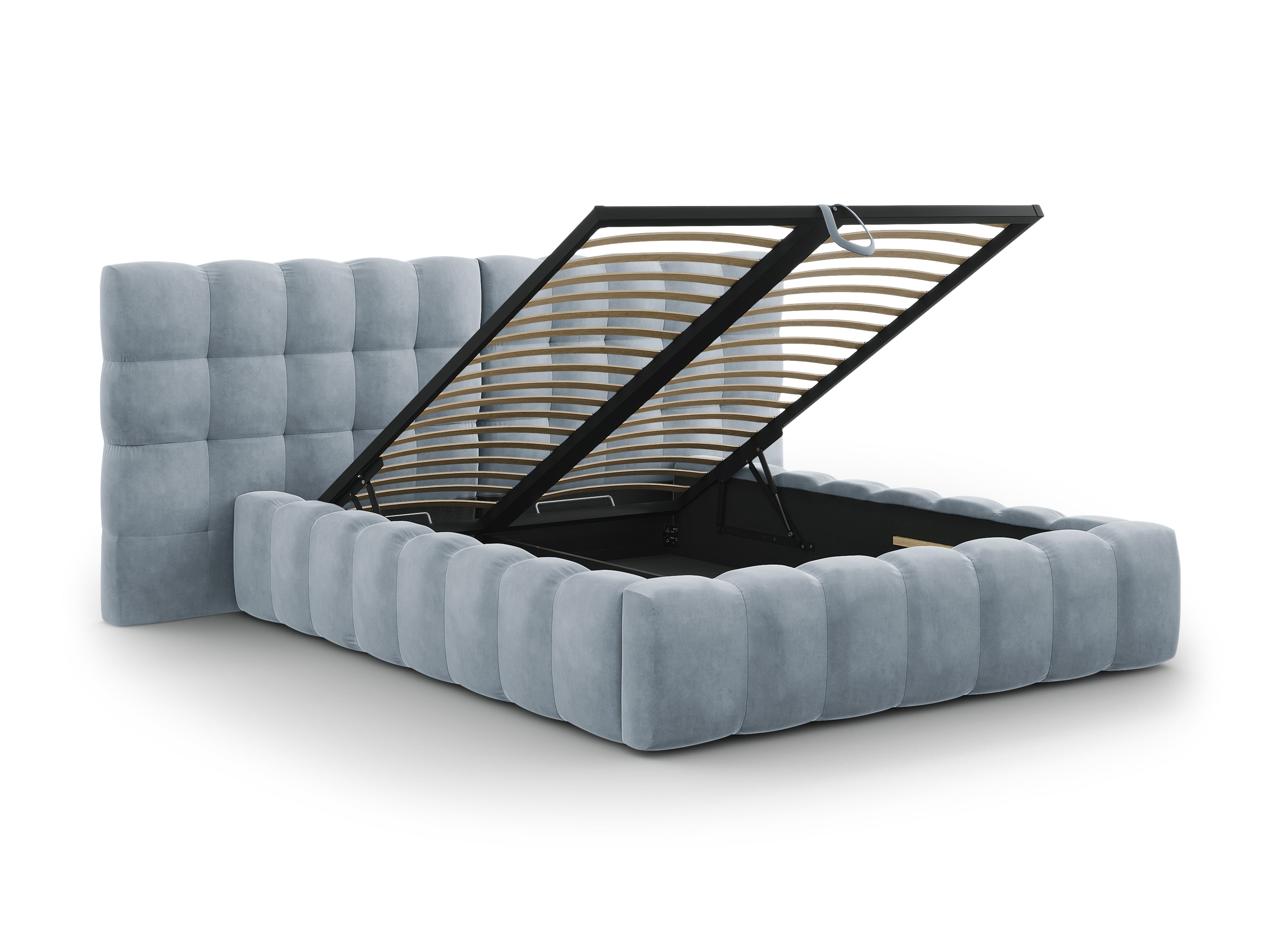 Mamaia Bettgestell mit doppeltem Kopfteil und Staufach