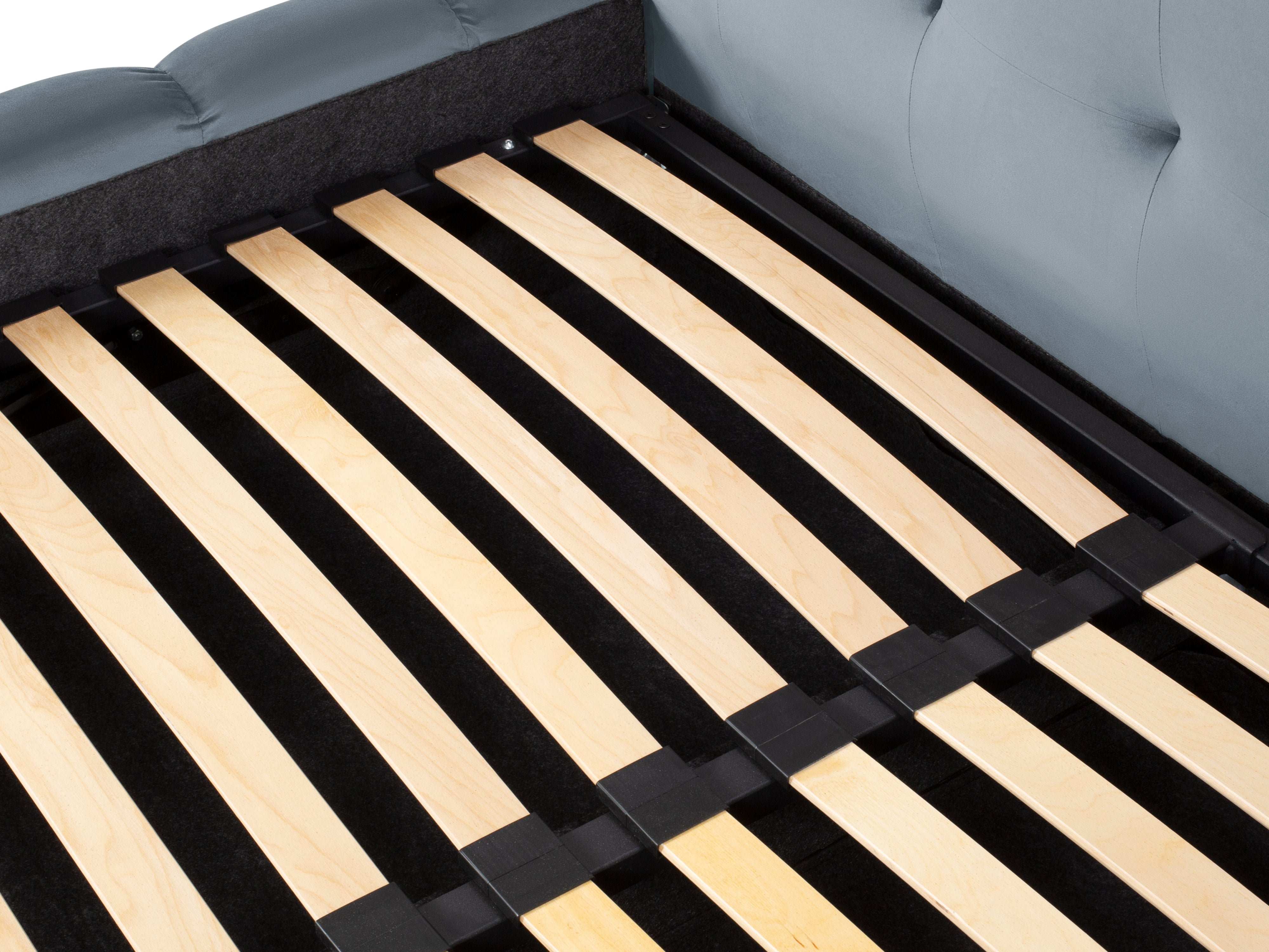 Mamaia Bettgestell mit doppeltem Kopfteil und Staufach