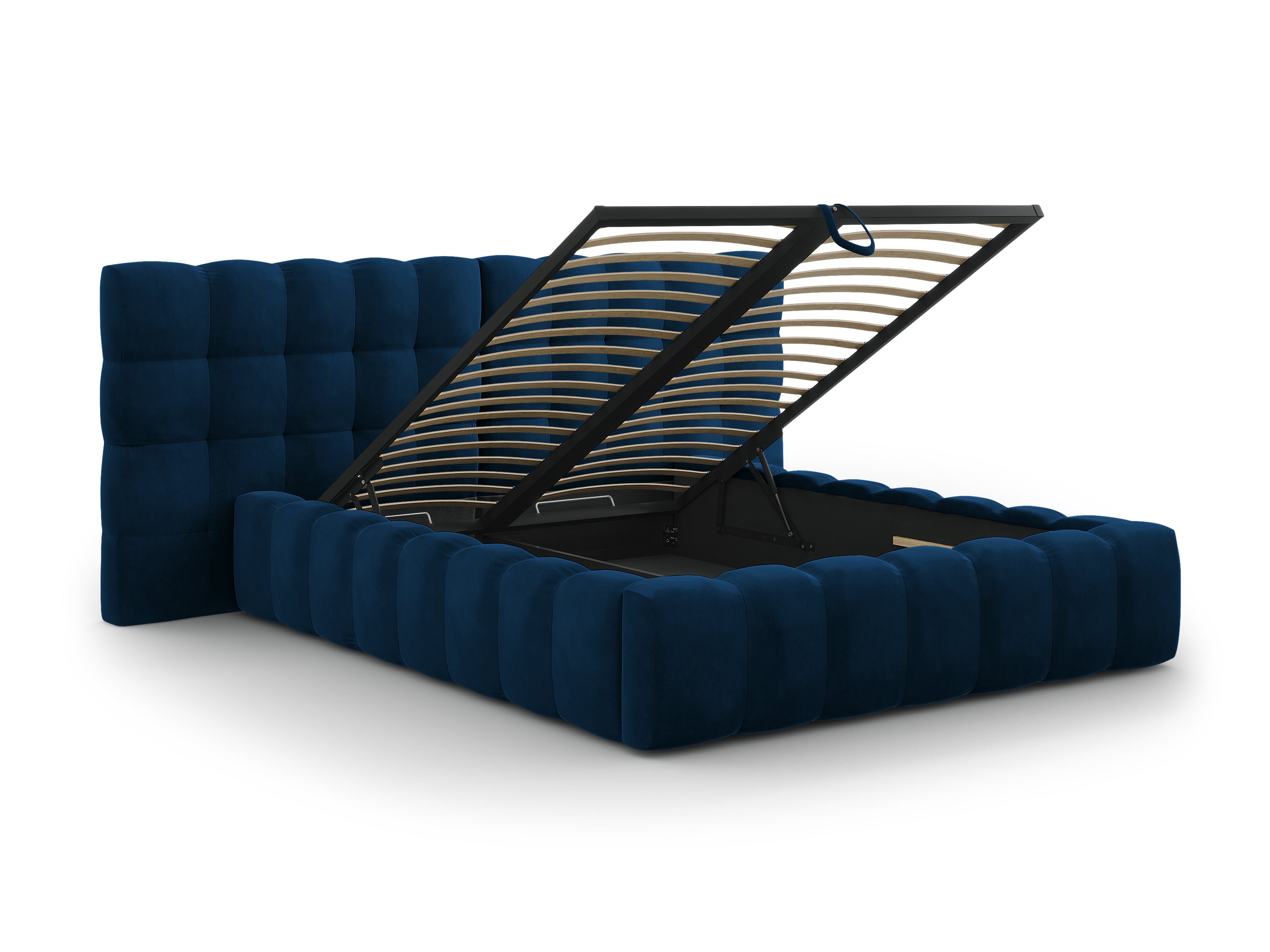 Mamaia Bettgestell mit doppeltem Kopfteil und Staufach