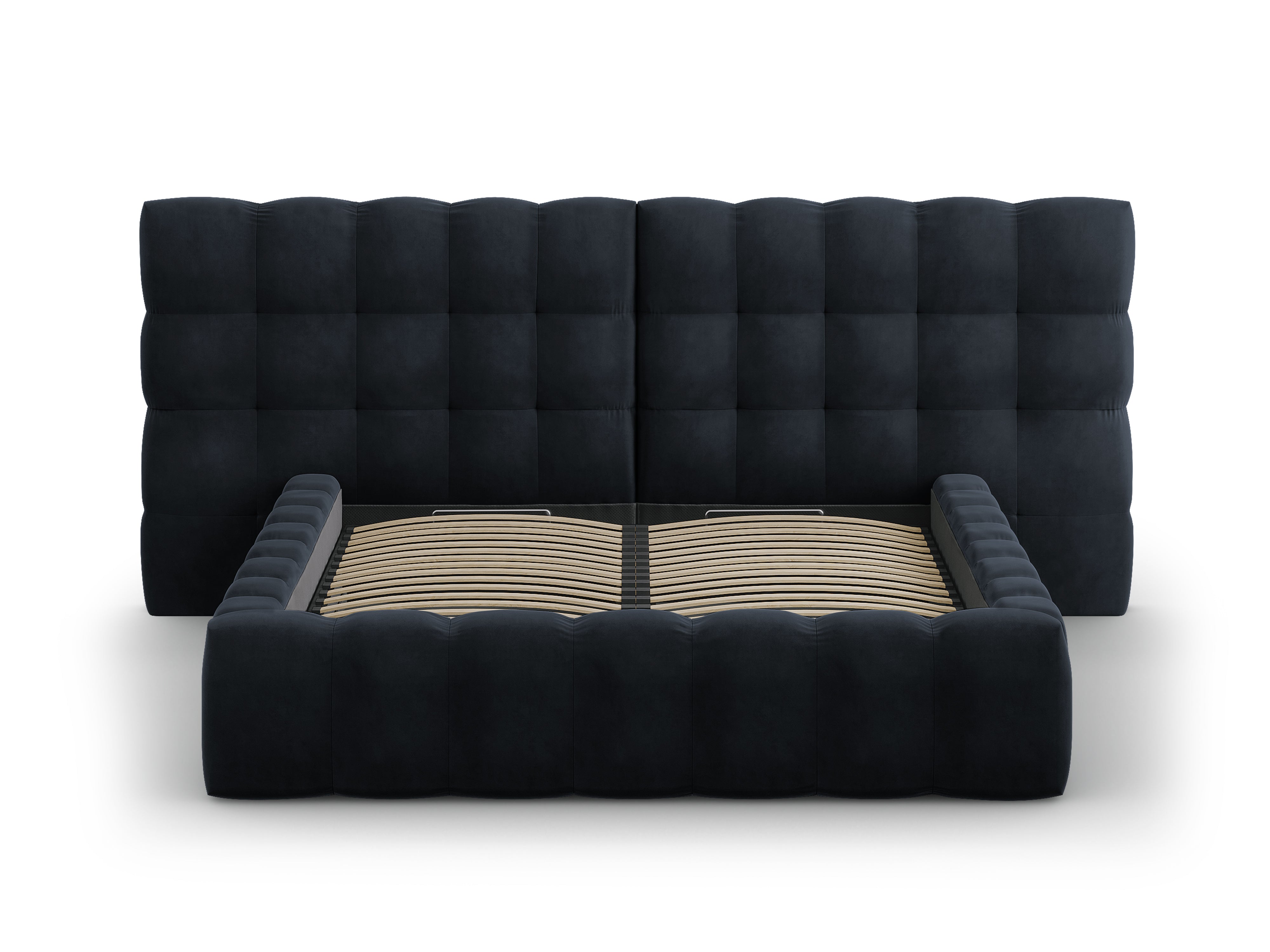 Mamaia Bettgestell mit doppeltem Kopfteil und Staufach